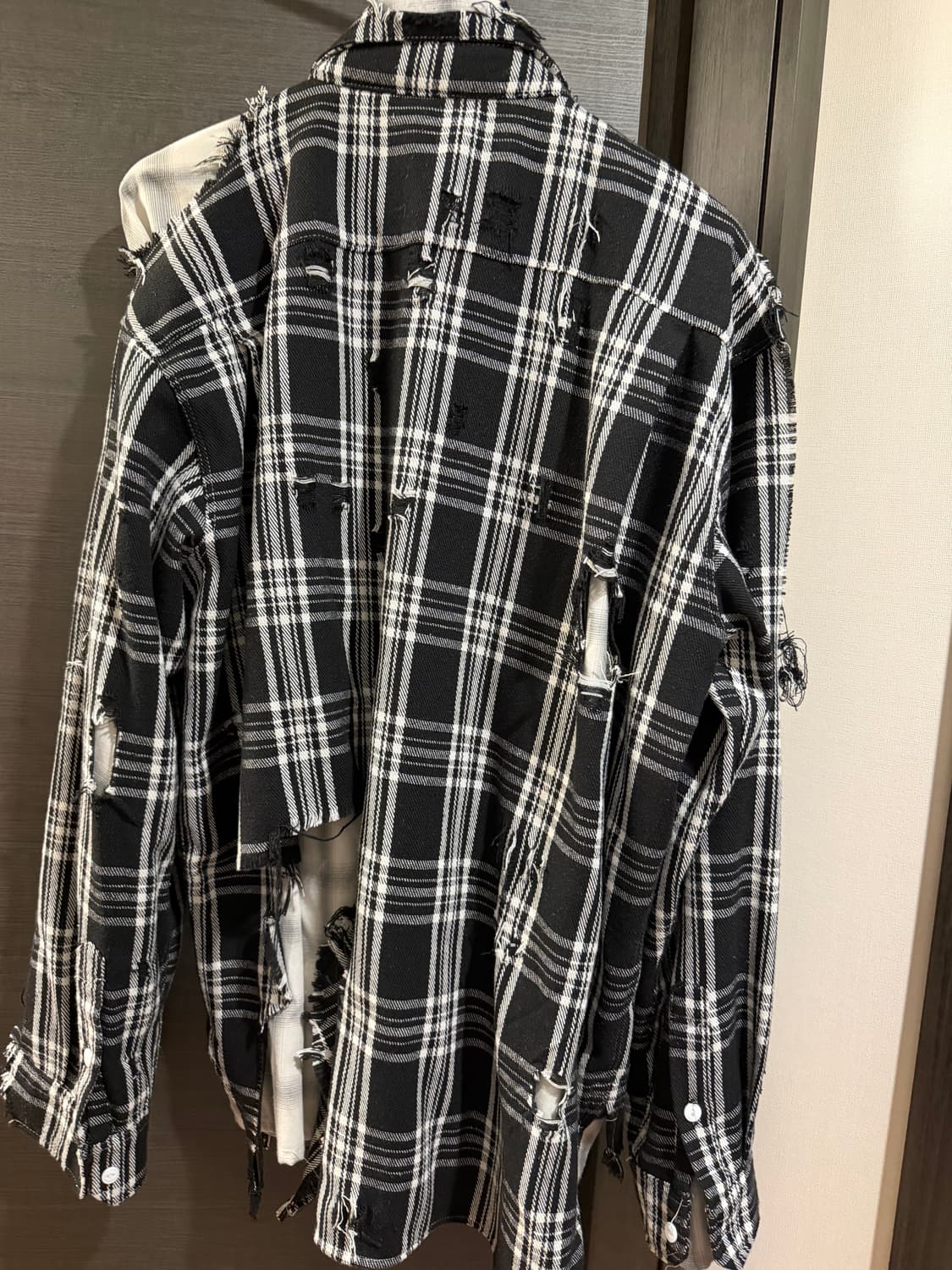 미하라 야스히로 데미지 체크 셔츠 46 (오버핏 실사이즈 110) 상품이미지2