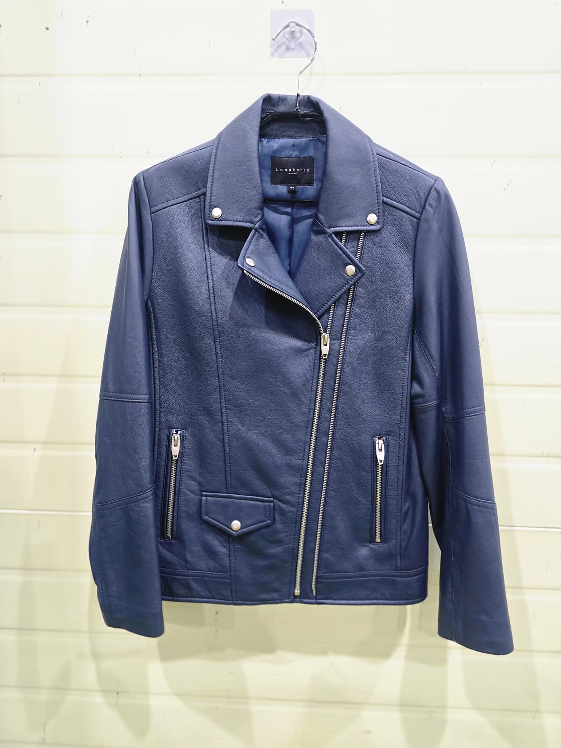 루나코어스 여성 가죽 라이더 자켓 네이비 77 상품이미지1
