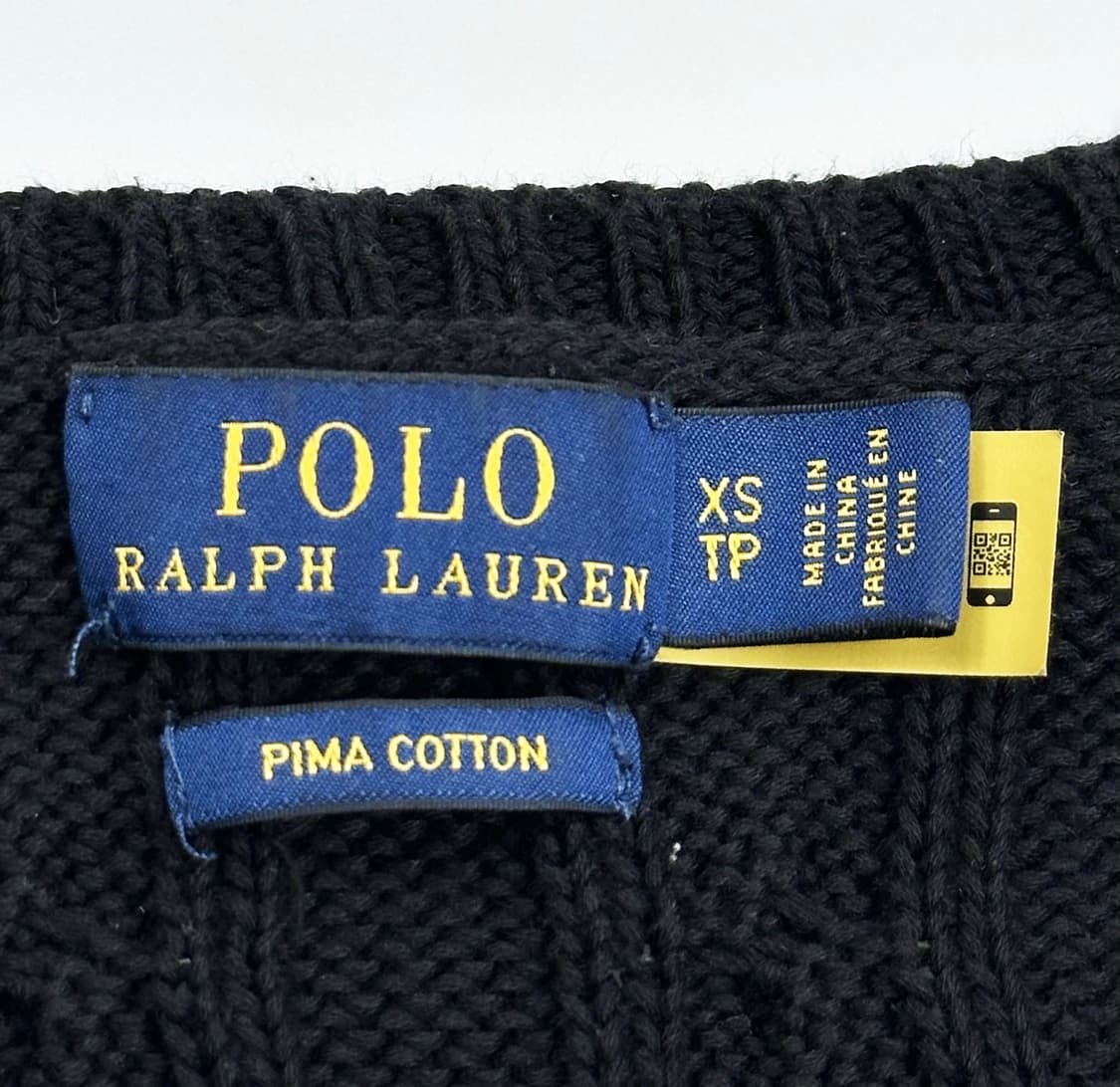 폴로 랄프로렌 여성 클래식 브이넥 케이블 니트 블랙 여성XS 상품이미지5