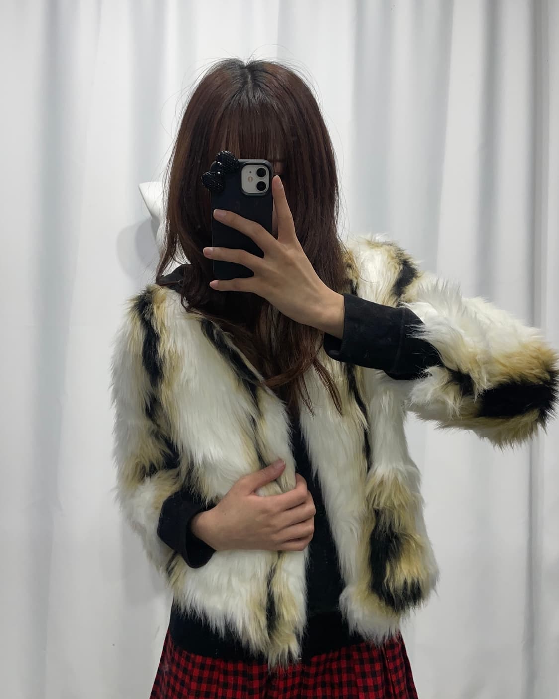 🎸화이트 스트라이프 퍼 자켓🎸 상품이미지4