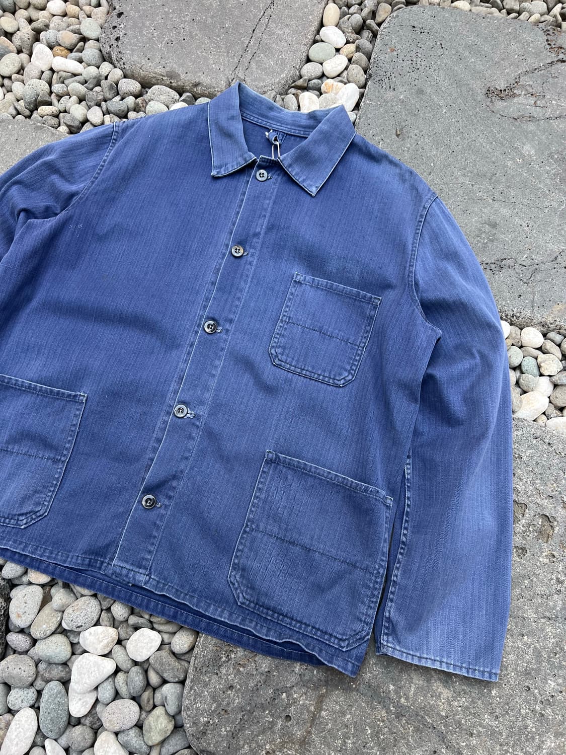 FADED BLUE OLD VINTAGE HBT 헤링본트윌 프렌치워크자켓 상품이미지5