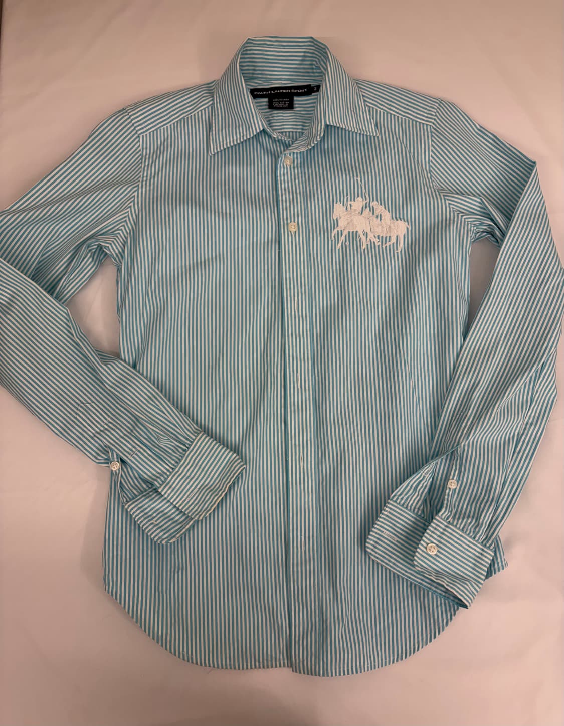 [2] 랄프로렌 스포츠 스트라이프 셔츠 하늘색 상품이미지1