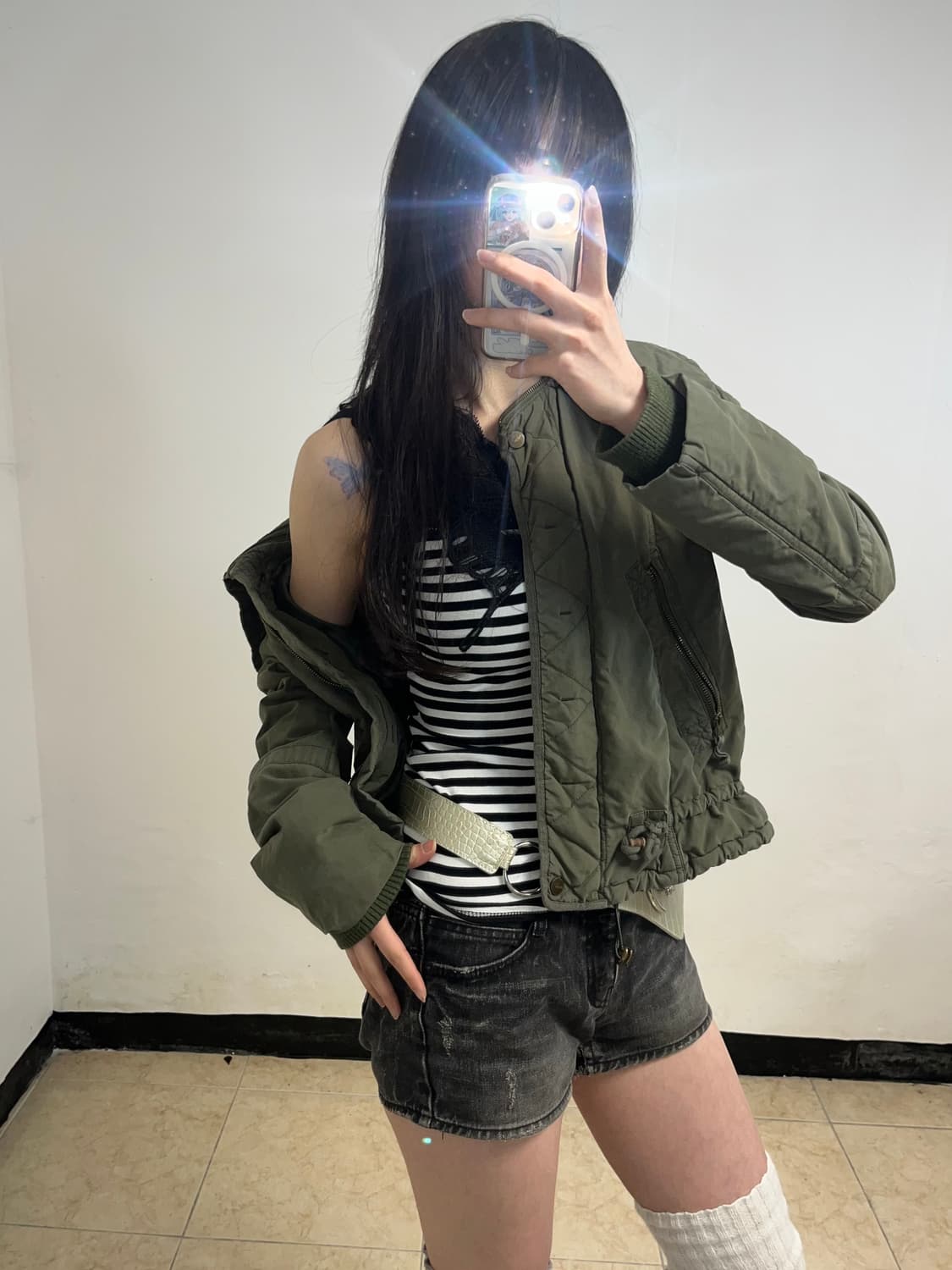 00‘s 카키 하이넥 자켓 상품이미지2