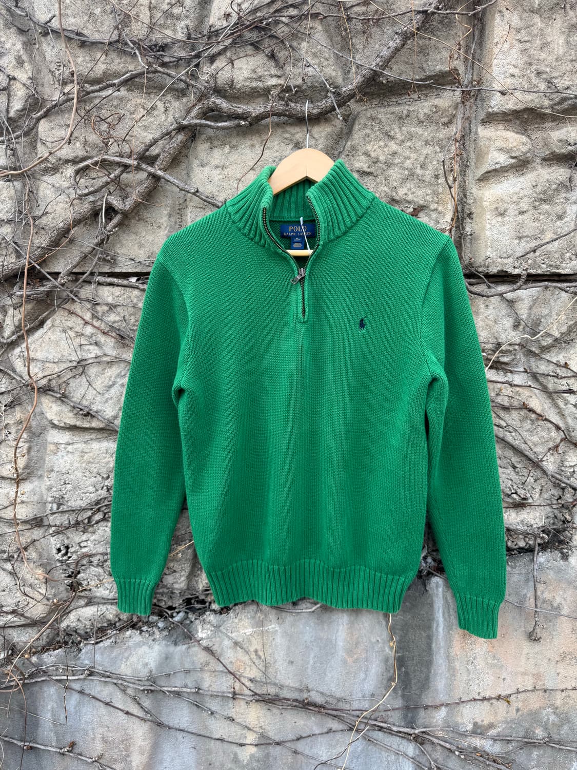 폴로 랄프로렌 빈티지 코튼100 하프집업 니트 그린 상품이미지1