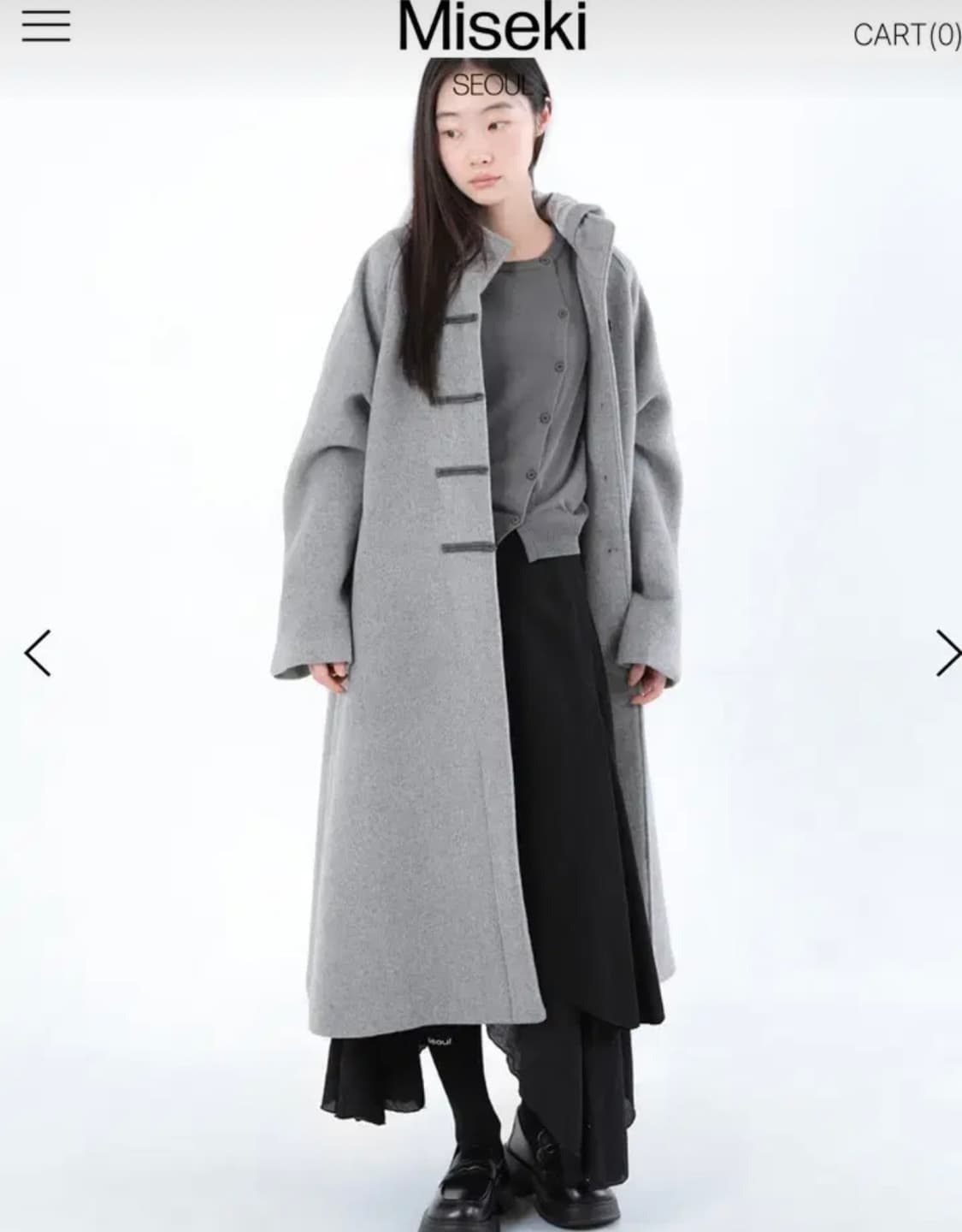 미세키서울 후디 롱 더플 코트 그레이 상품이미지1