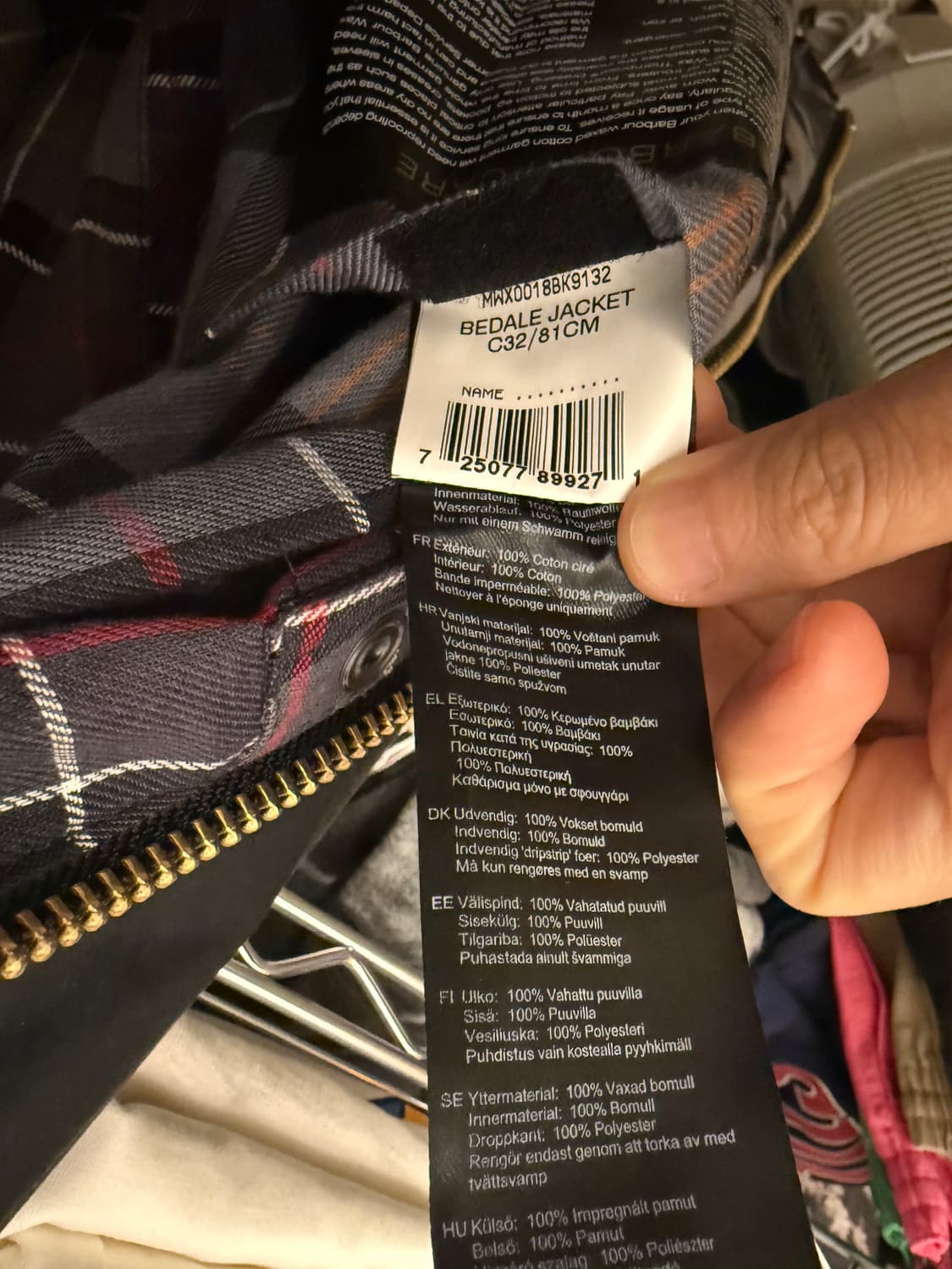 바버 비데일 왁스자켓 블랙 32사이즈 1회착 상품이미지6