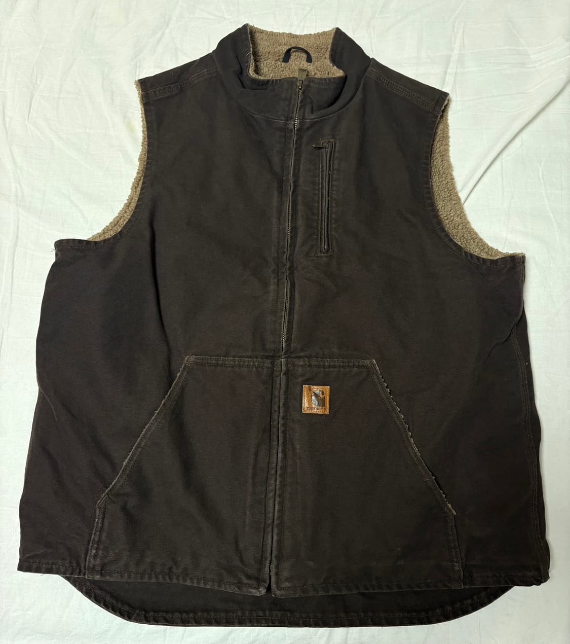 칼하트 덕 쉘파 라인드 베스트 L size 다크 브라운 상품이미지1