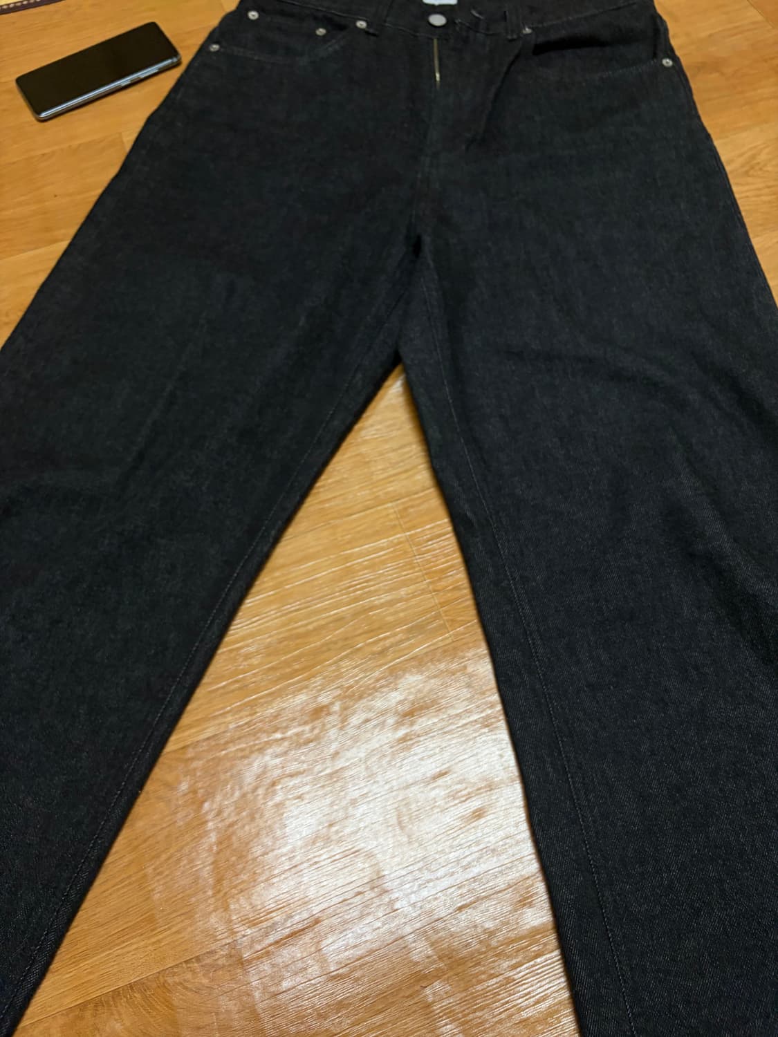 유스 wide denim pants washed black S사이즈 상품이미지4