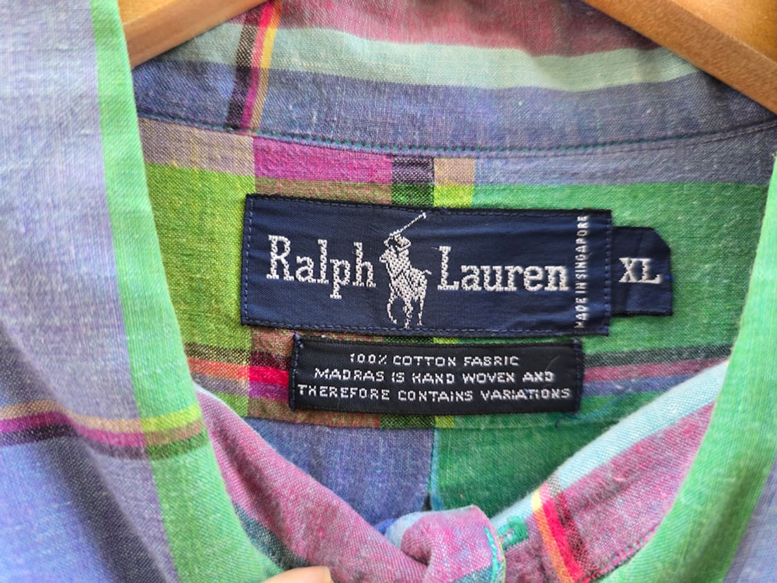 90s 랄프로렌 마드라드 헨드우븐 체크 셔츠 상품이미지5