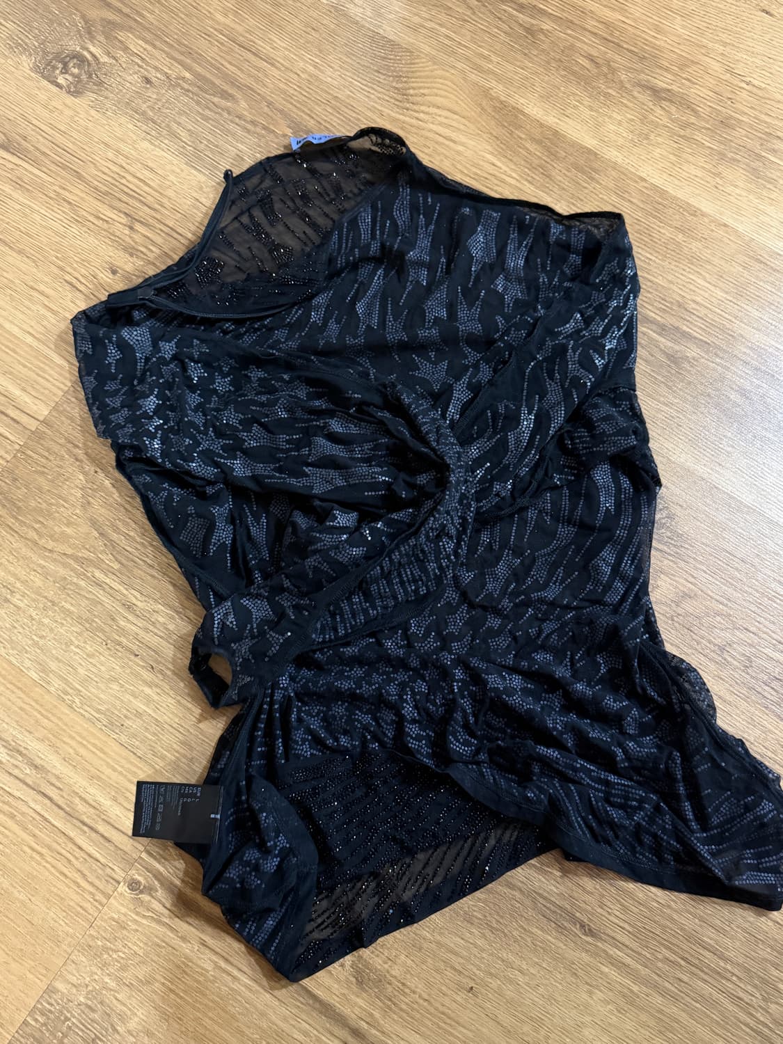 H&M x Mugler 뮈글러 라인스톤 메쉬 셔츠 블랙 상품이미지2