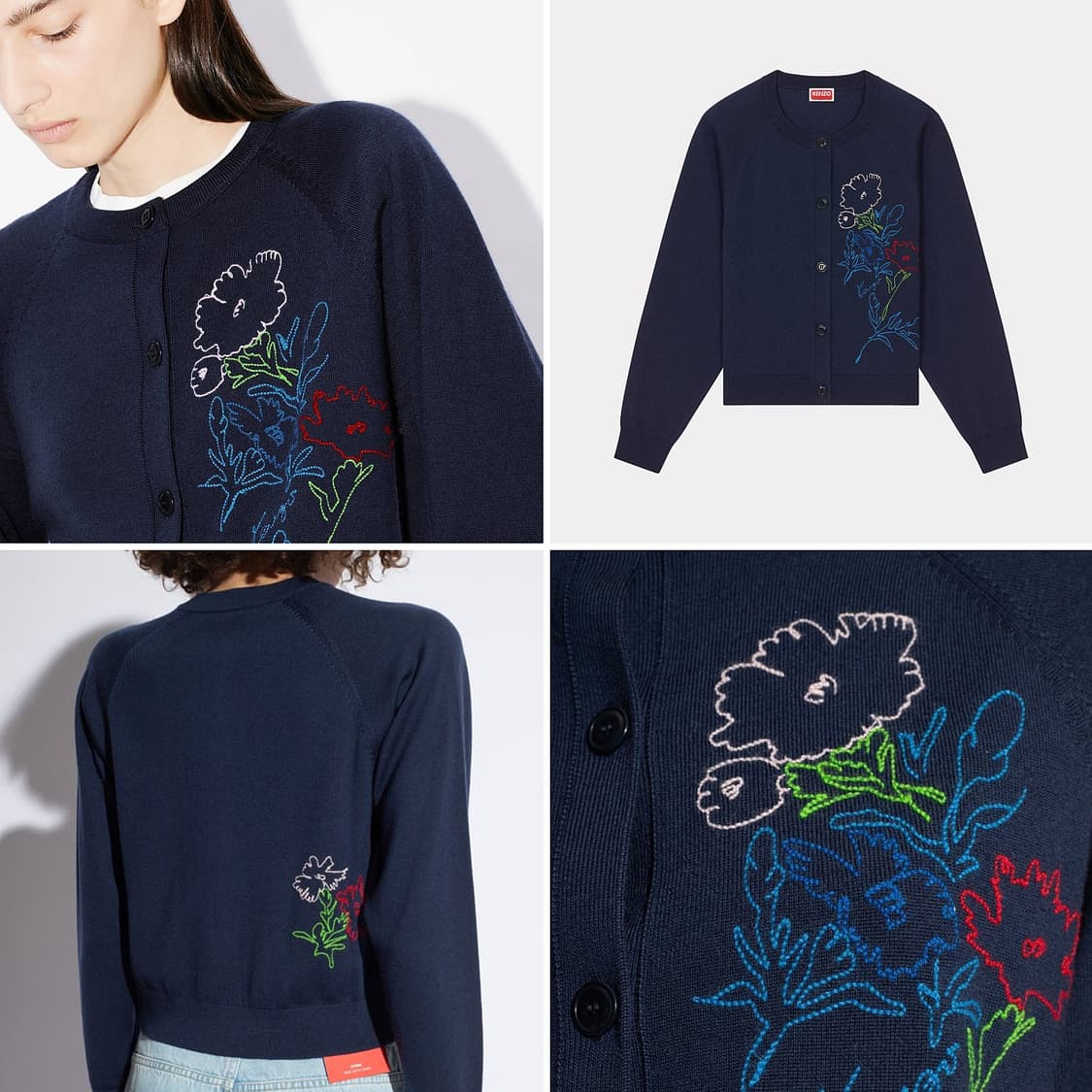 겐조 플라워 스티치 울 니트 가디건 상품이미지2