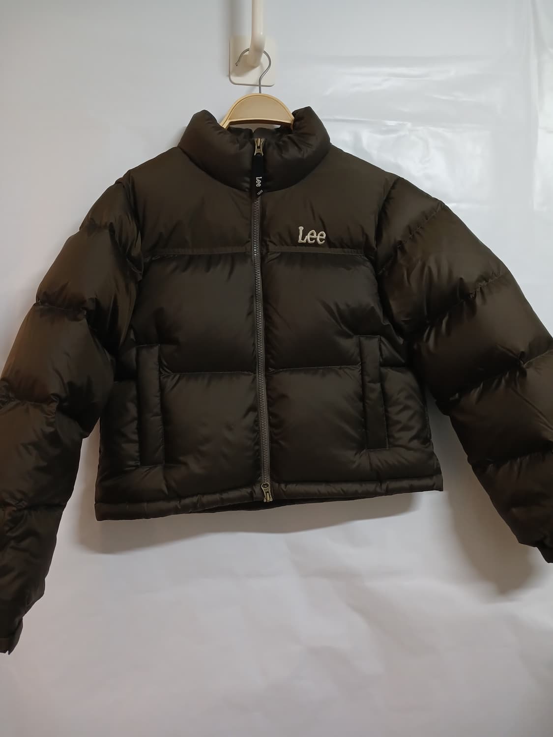 (새상품,S,90)Lee 리 우먼 크롭 숏 다운 브라운 상품이미지1