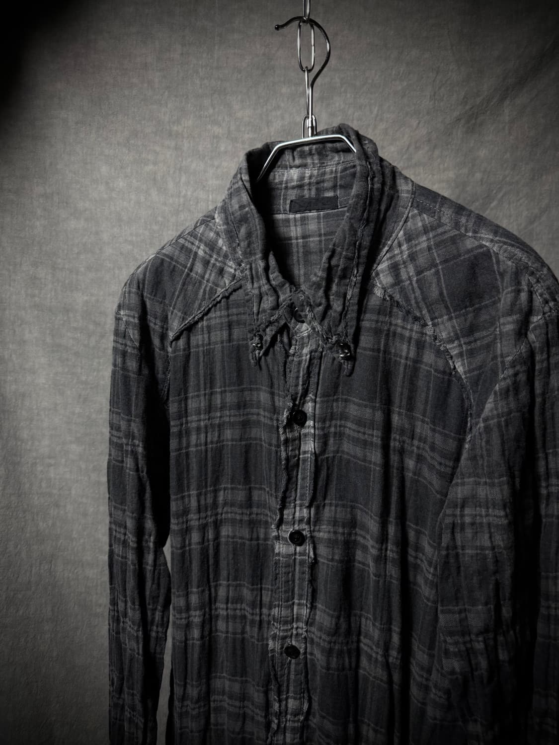 KMRii Distressed Plaid Long Shirt  상품이미지4