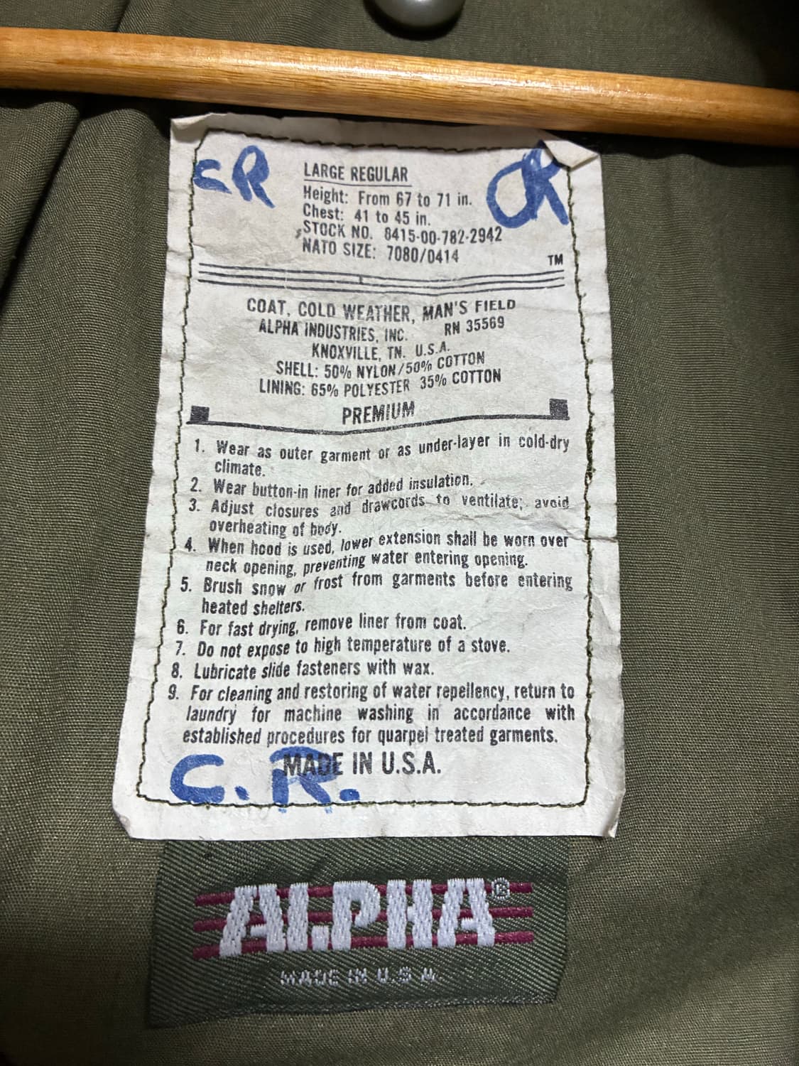 70s 오리지널 알파인더스트리 M65 필드자켓 3세대 (L-R) 상품이미지4