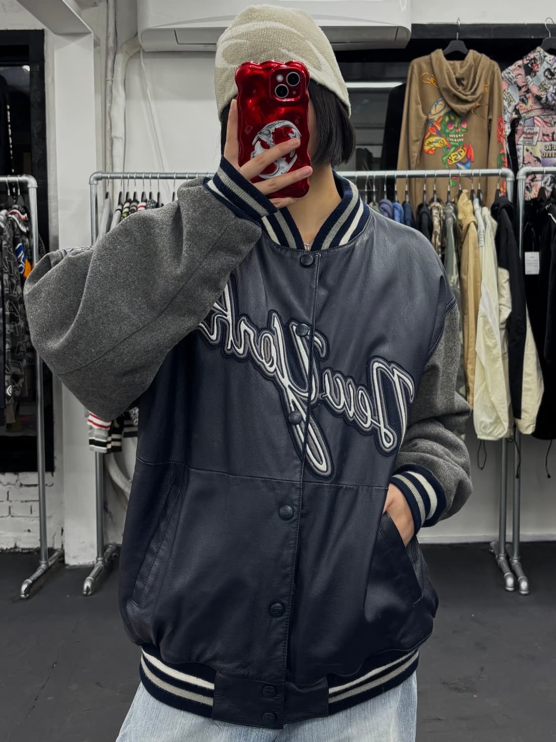 FUBU 푸부 제뉴인 레더 바시티 자켓 상품이미지4