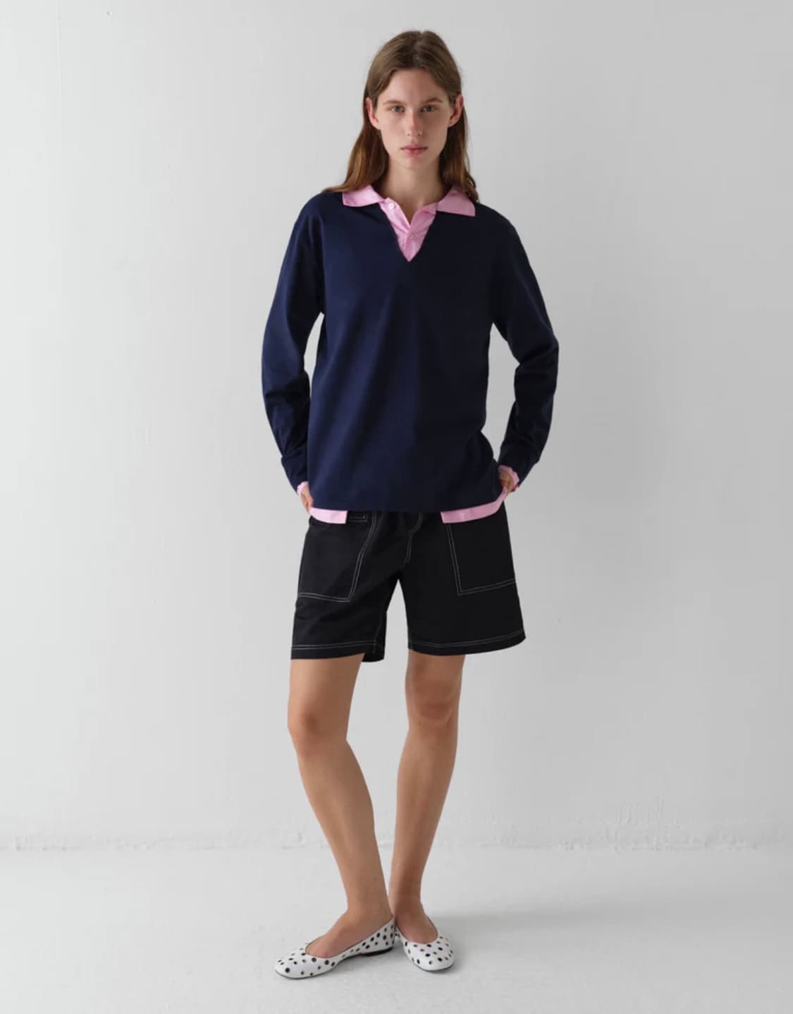 [S] 기마구아스 Luis 레이어드 폴로 셔츠 네이비 핑크 상품이미지4