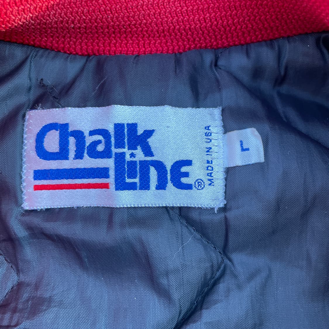 90s 초크라인 올드스쿨 사틴 바시티 자켓 힙합 스타디움 점퍼 L 상품이미지6