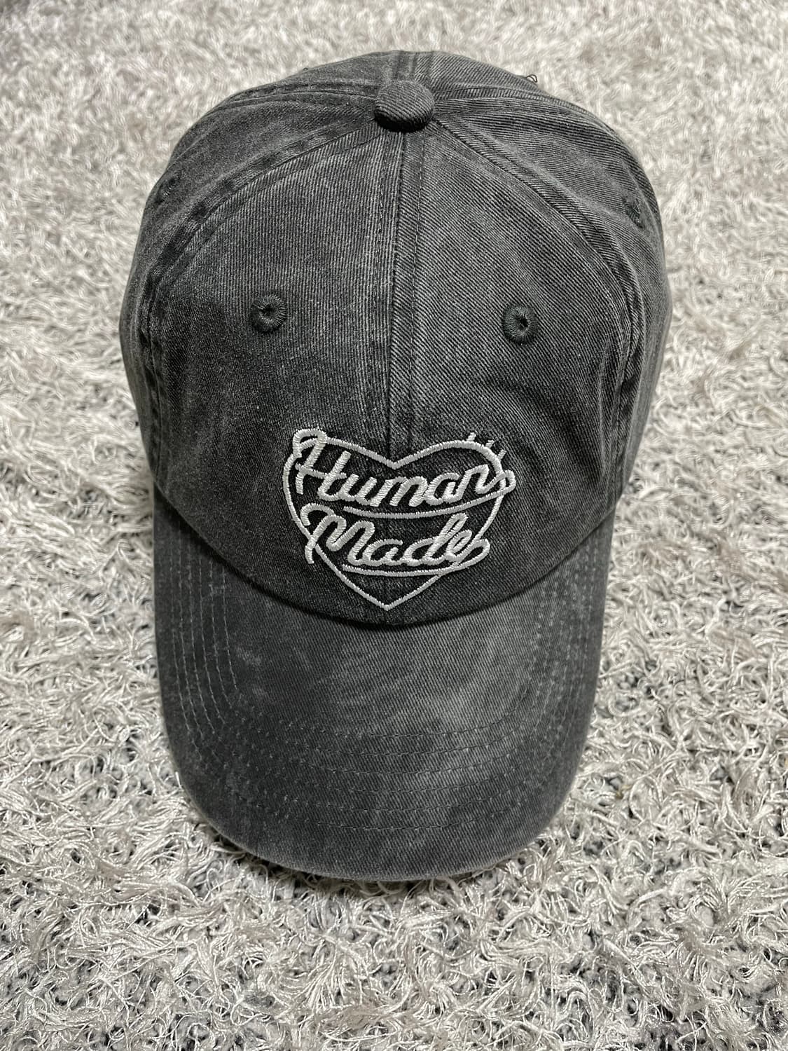 휴먼메이드 로고자수 빈티지워싱 블랙 캡 Free 상품이미지2