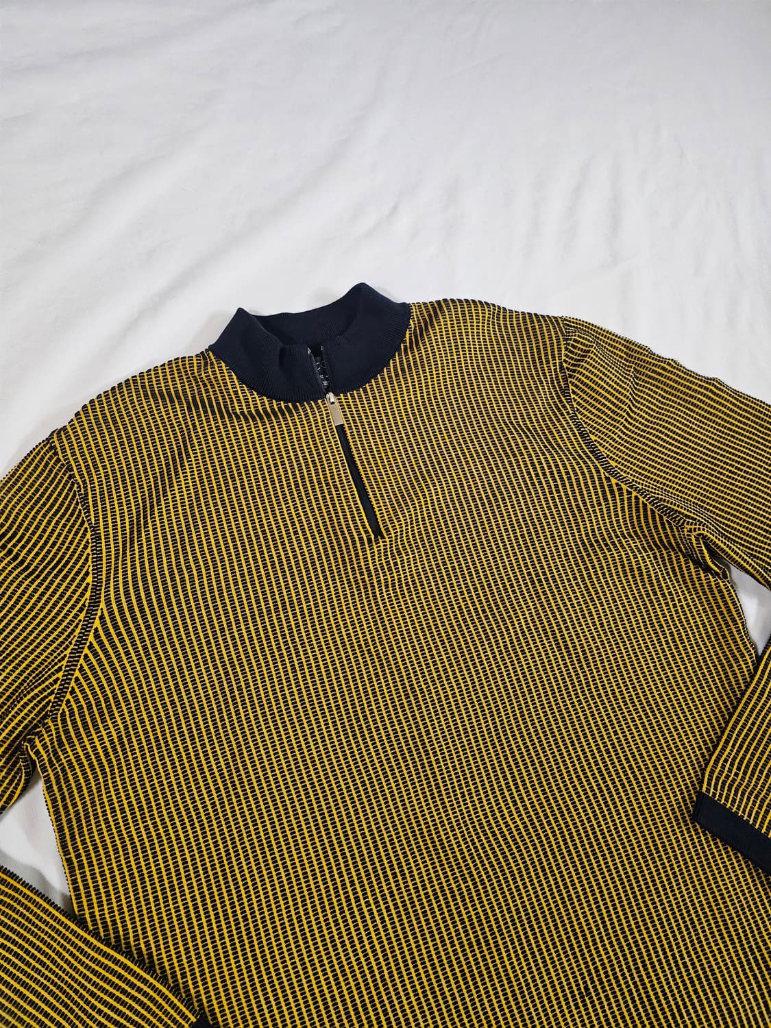 [L] COS 코스 옐로우 스트라이프 하프집업 코튼 니트 상품이미지5