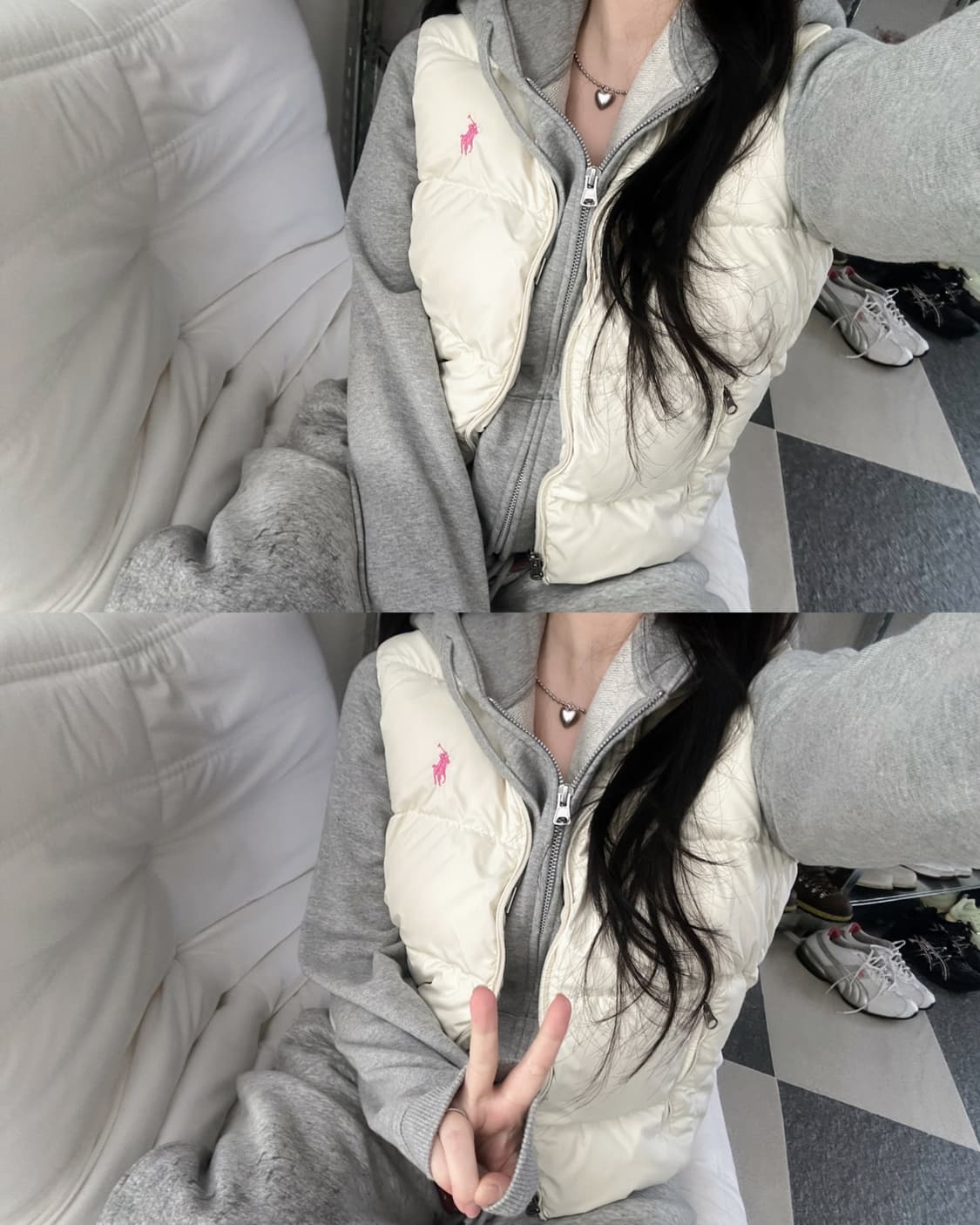 랄프로렌 아이보리 핑크포니 다운 패딩 베스트   상품이미지2