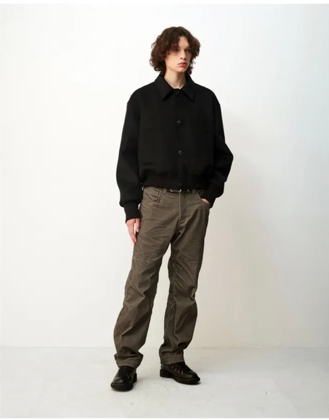 (L) 쿠어 프린티드 패널 코듀로이 팬츠 (투톤그레이) 판매 상품이미지5