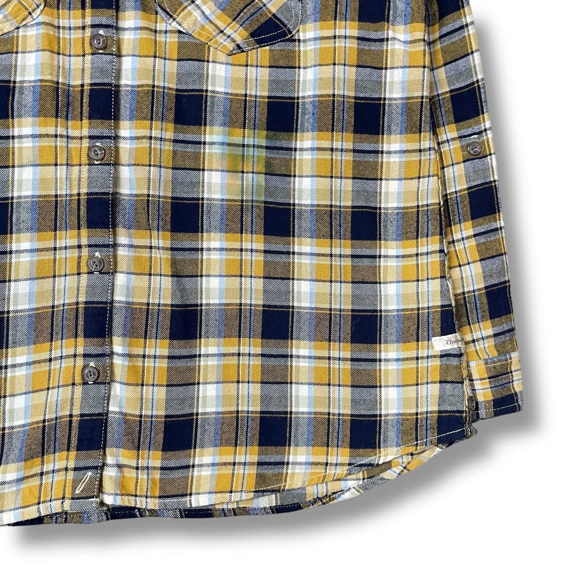 써스데이 아일랜드 네이비옐로우 체크 긴팔 셔츠 85 상품이미지4