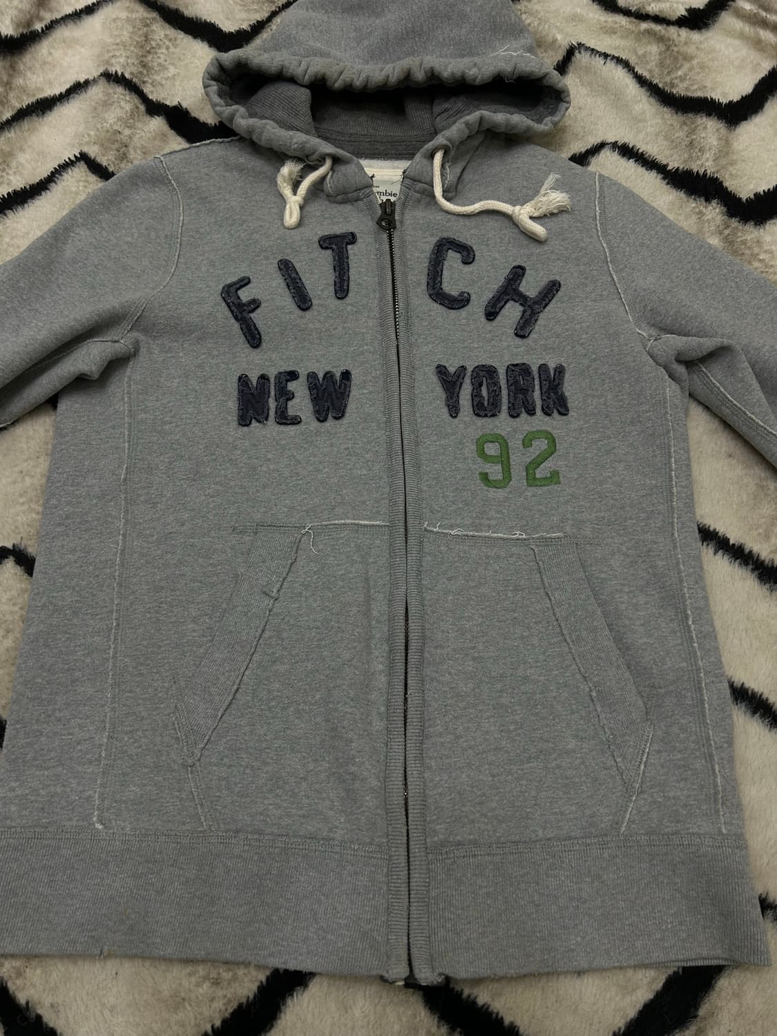 [L]아베크롬비 아치로고 후드집업/그레이/기모 상품이미지3