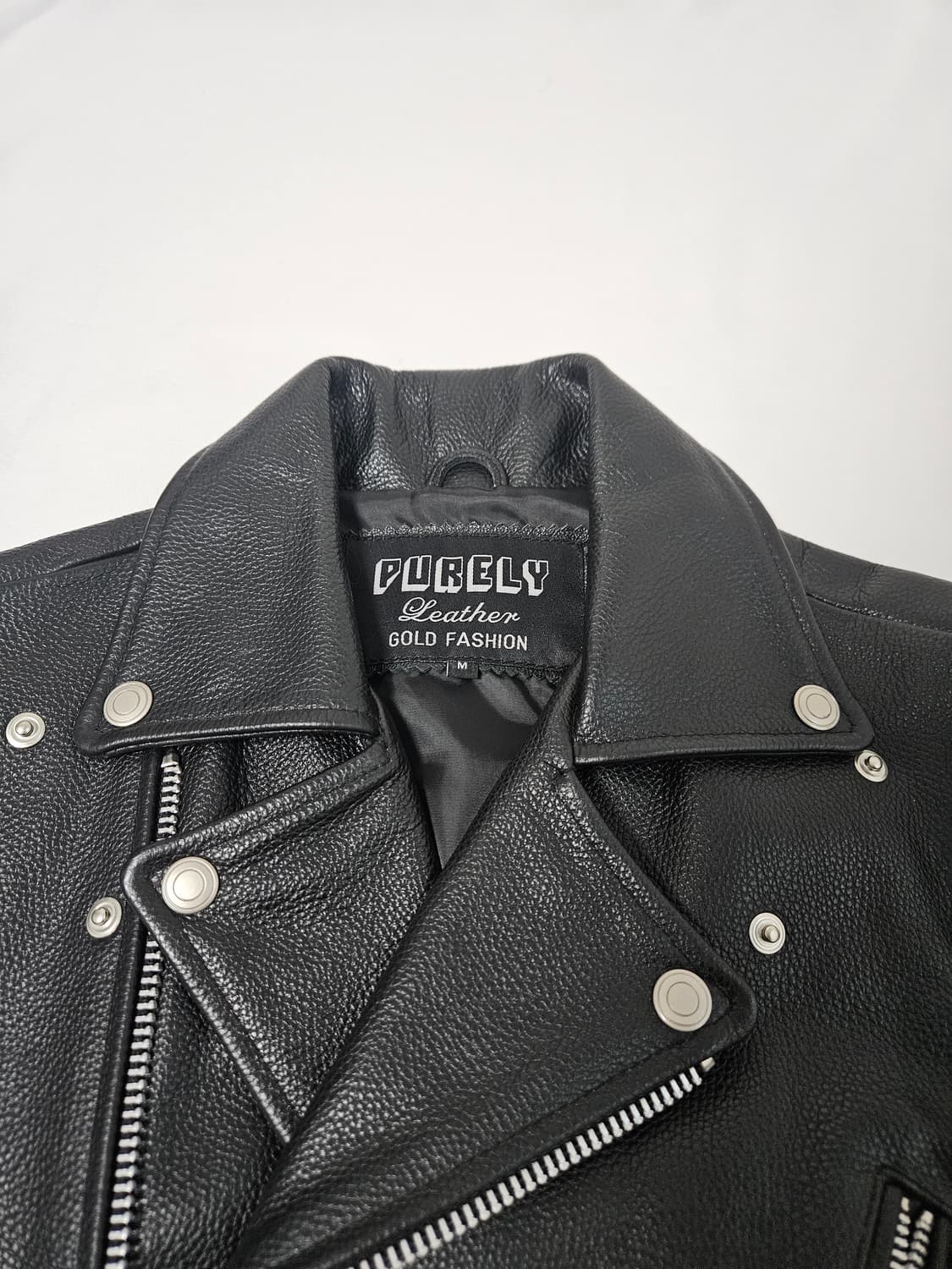 Purely 리얼레더 소가죽 카우 레더자켓 바이커 하이넥 남성 M 상품이미지4