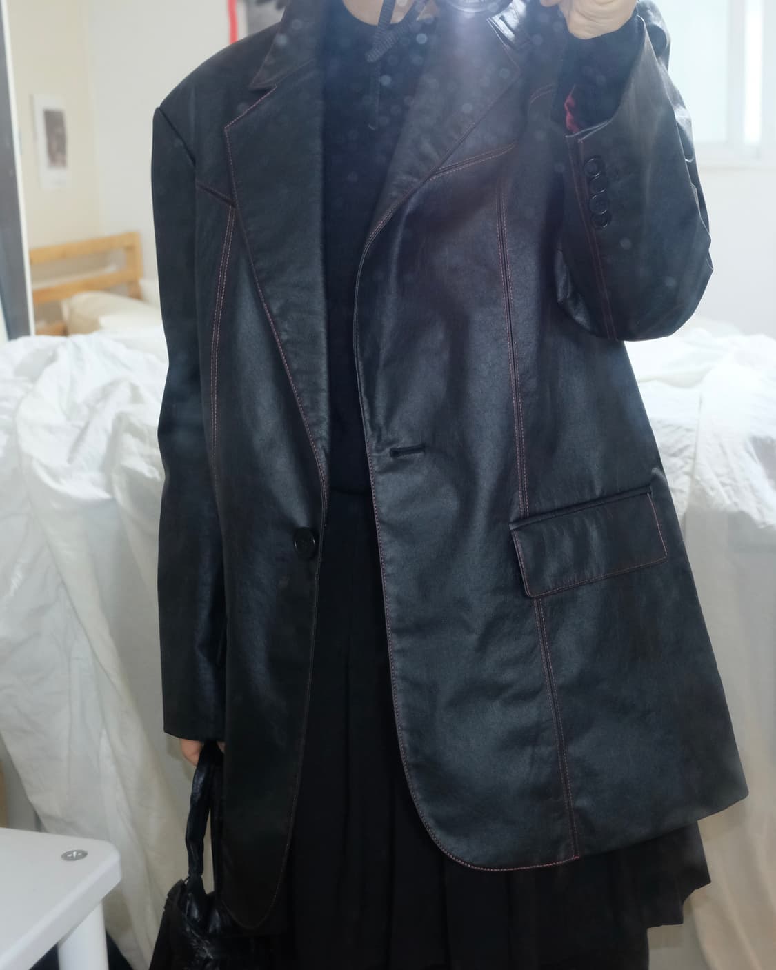 네이크스 서울 비건 레더 오버사이즈 자켓 s 상품이미지4