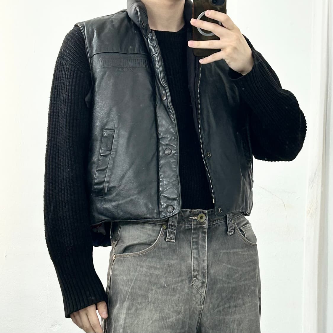 미치코 코시노 런던 소가죽 크롭 패딩 조끼 상품이미지3