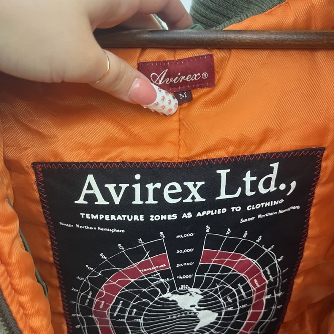 아비렉스 Y2K 레트로 펑크 말차카키 항공점퍼 자켓 M C10411 상품이미지5