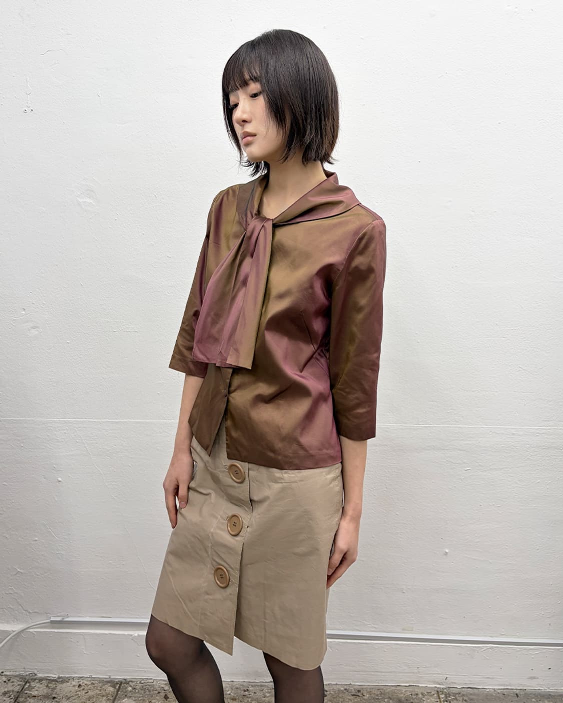 빈티지 타이넥 홀로그램 셔츠 상품이미지3