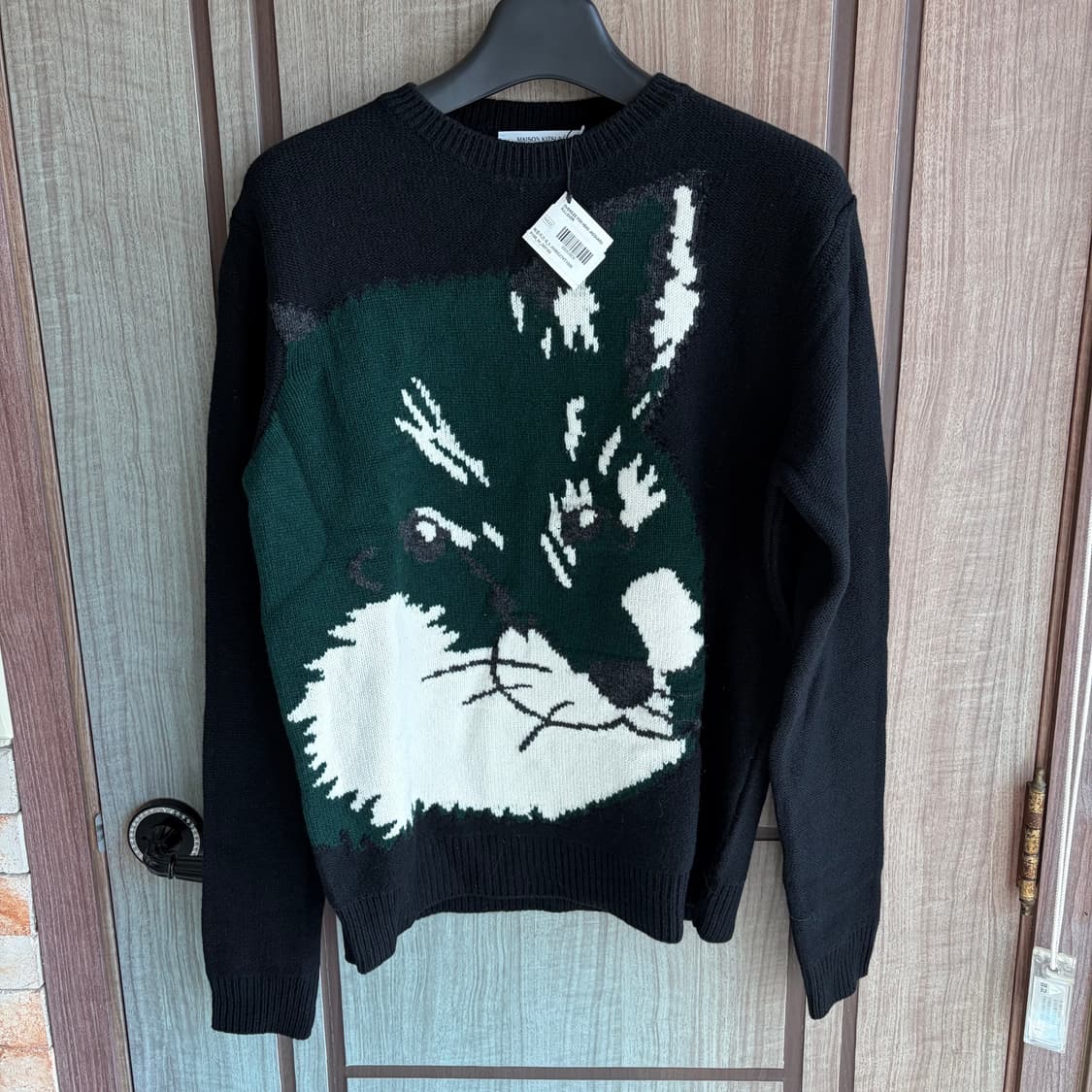 새상품(M)메종키츠네 빅폭스헤드 자카드 니트 블랙 상품이미지1