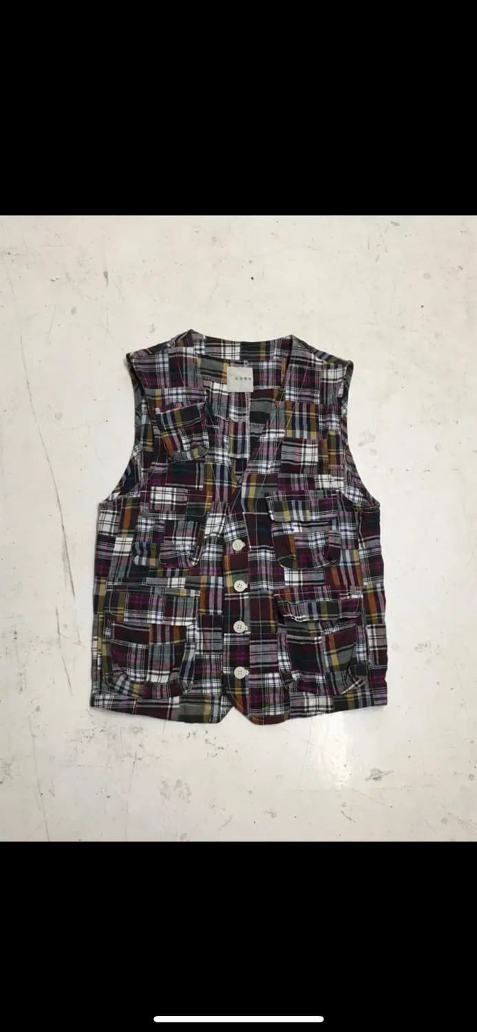 코엔 유나이티드애로우즈 마드라스 패치워크 체크 베스트 상품이미지1