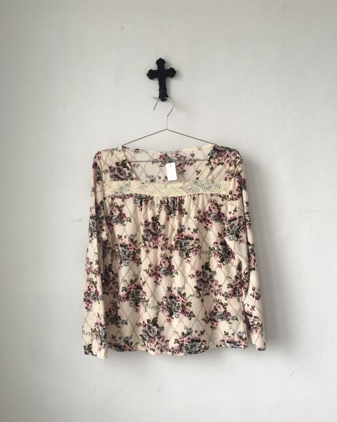 Lace trimming flower pattern sleeve 상품이미지2