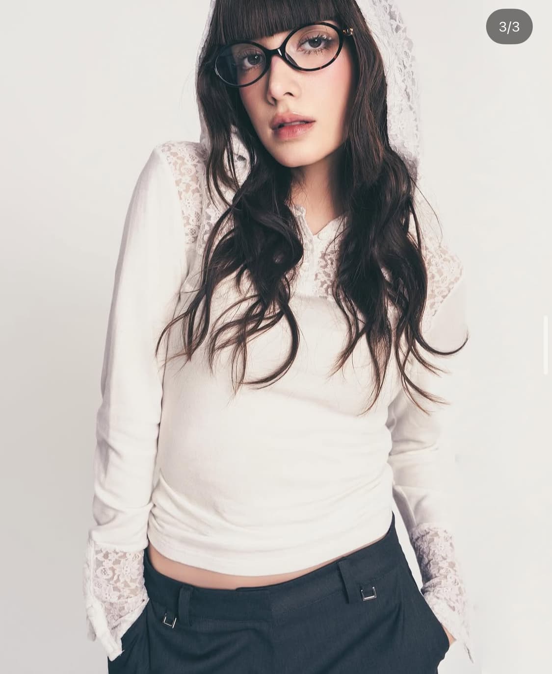 페이즈드Button lace hoodie top long ver. - w 상품이미지2