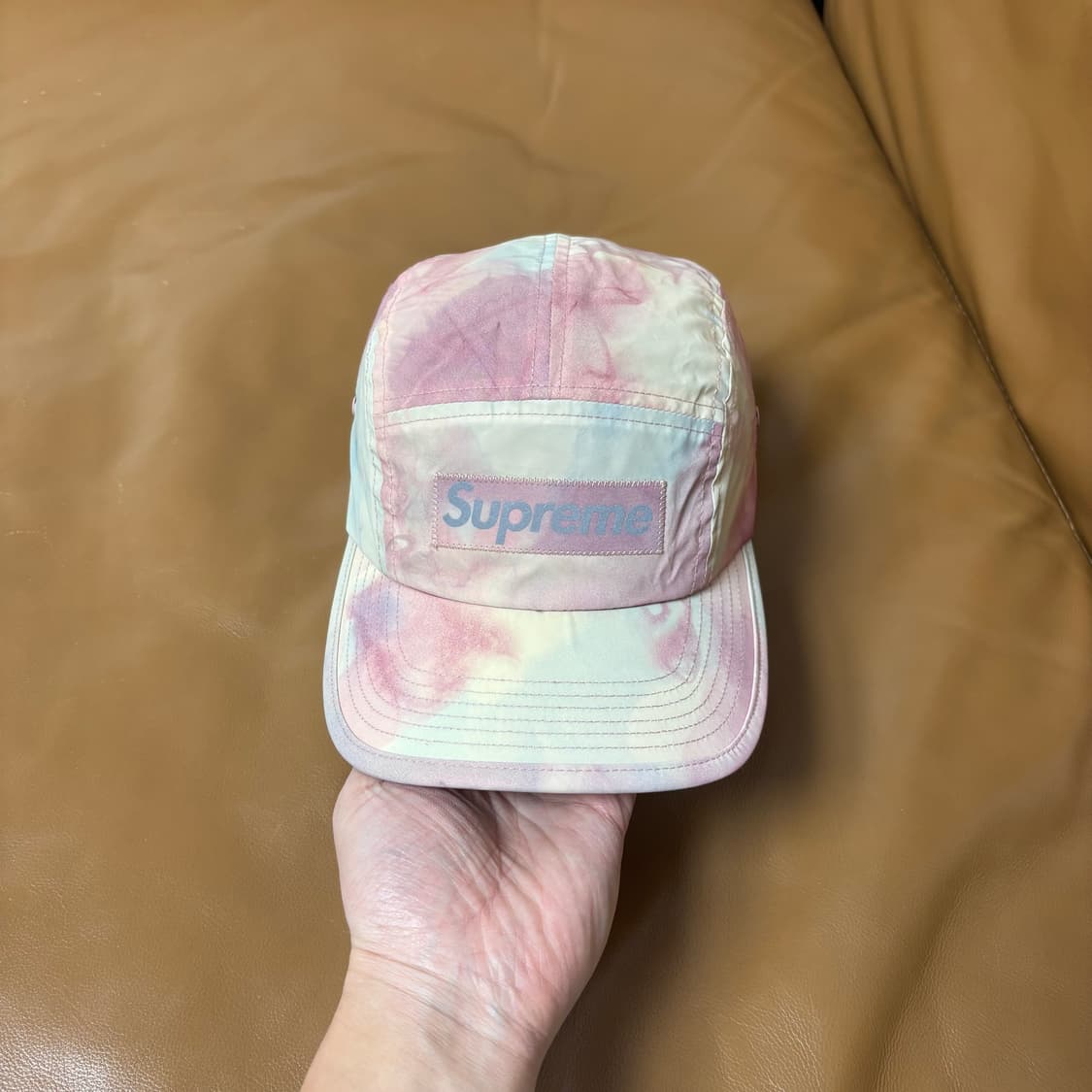 슈프림 캠프캡 모자 박스로고 21ss 리플렉티브 다이드 마젠타 상품이미지2