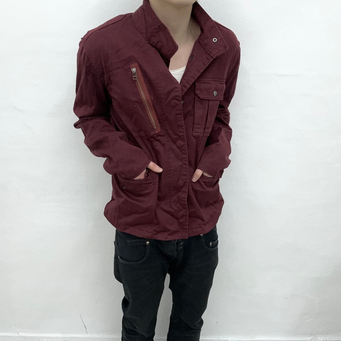  Avirex burgundy zip jacket 상품이미지2