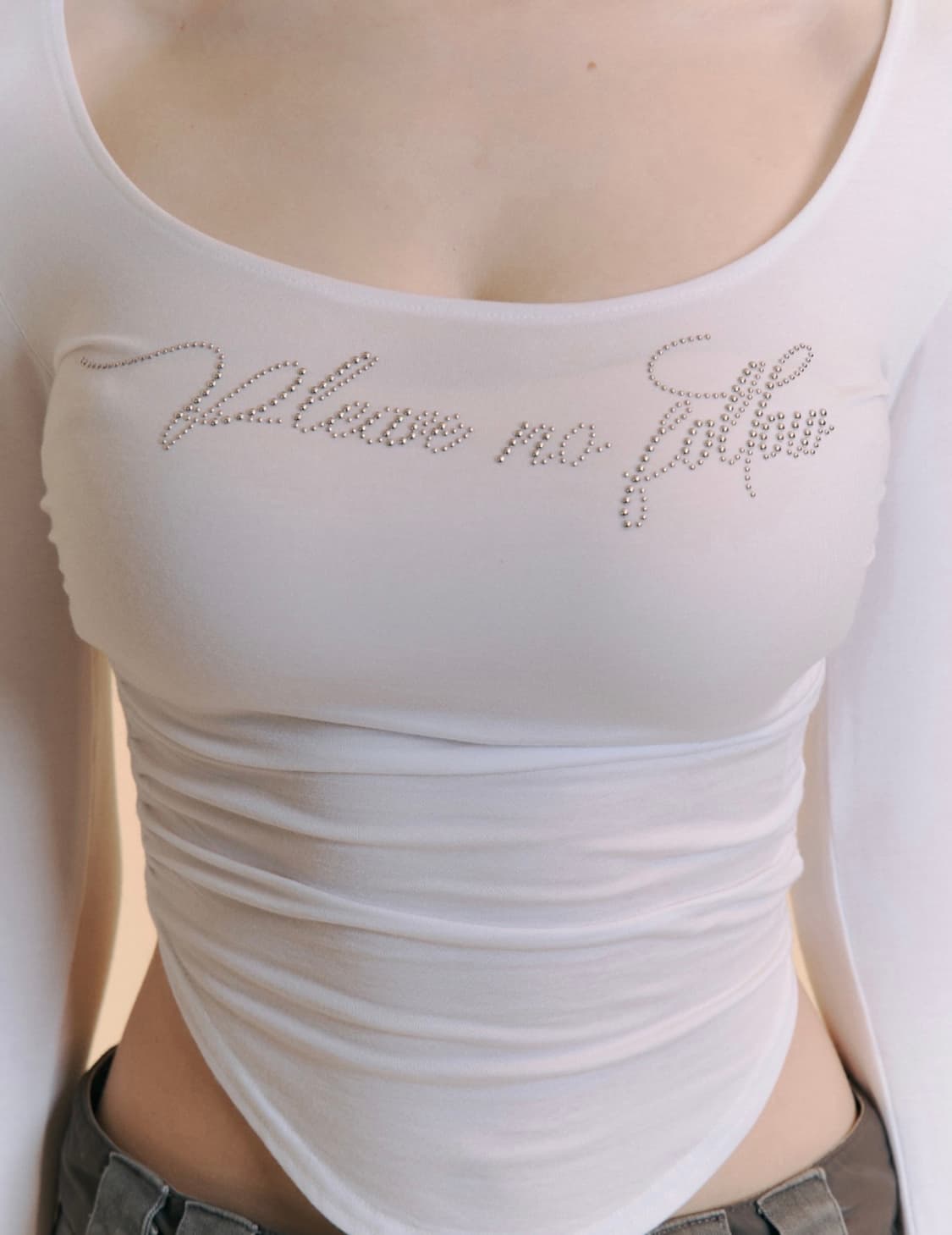 플리즈노팔로우 로미탑 화이트 긴팔티셔츠 (청순에겐룩 !) 상품이미지2