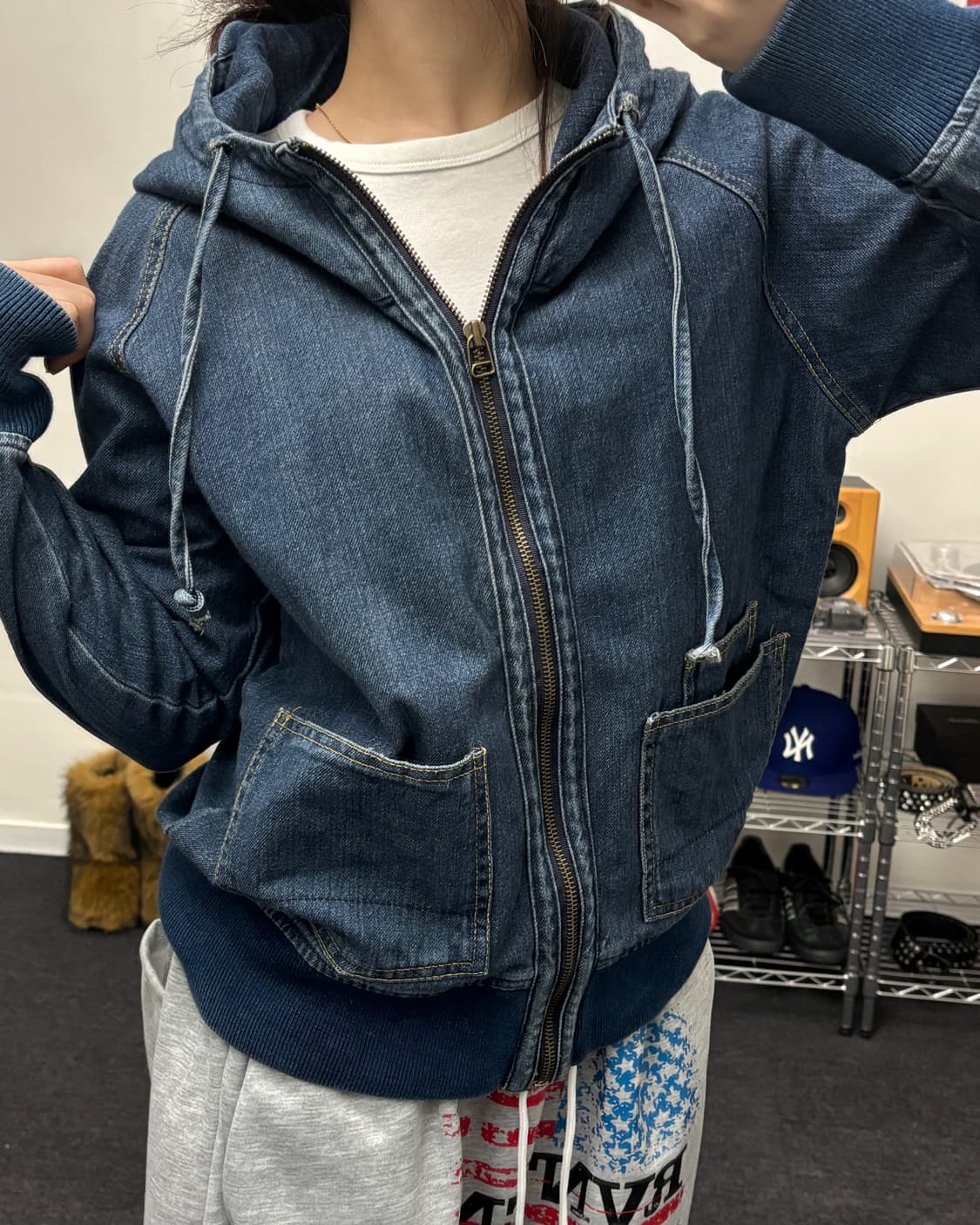 올드 빈티지 데님 후드집업 자켓 상품이미지3