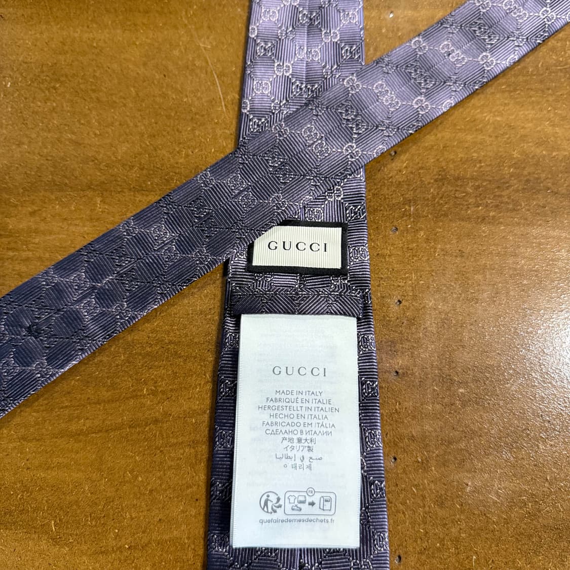 구찌GUCCI GG 패턴 실크 넥타이 다크퍼플 상품이미지2