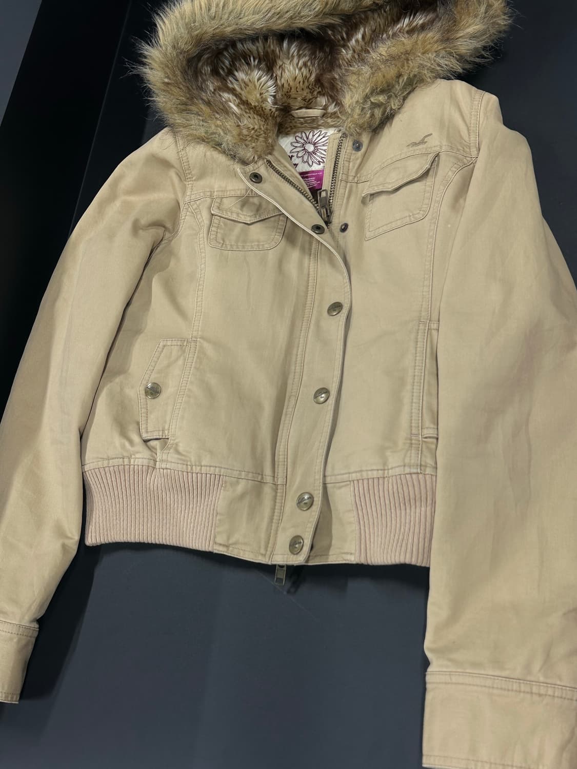 홀리스터 베이지 퍼 후드 자켓 상품이미지3