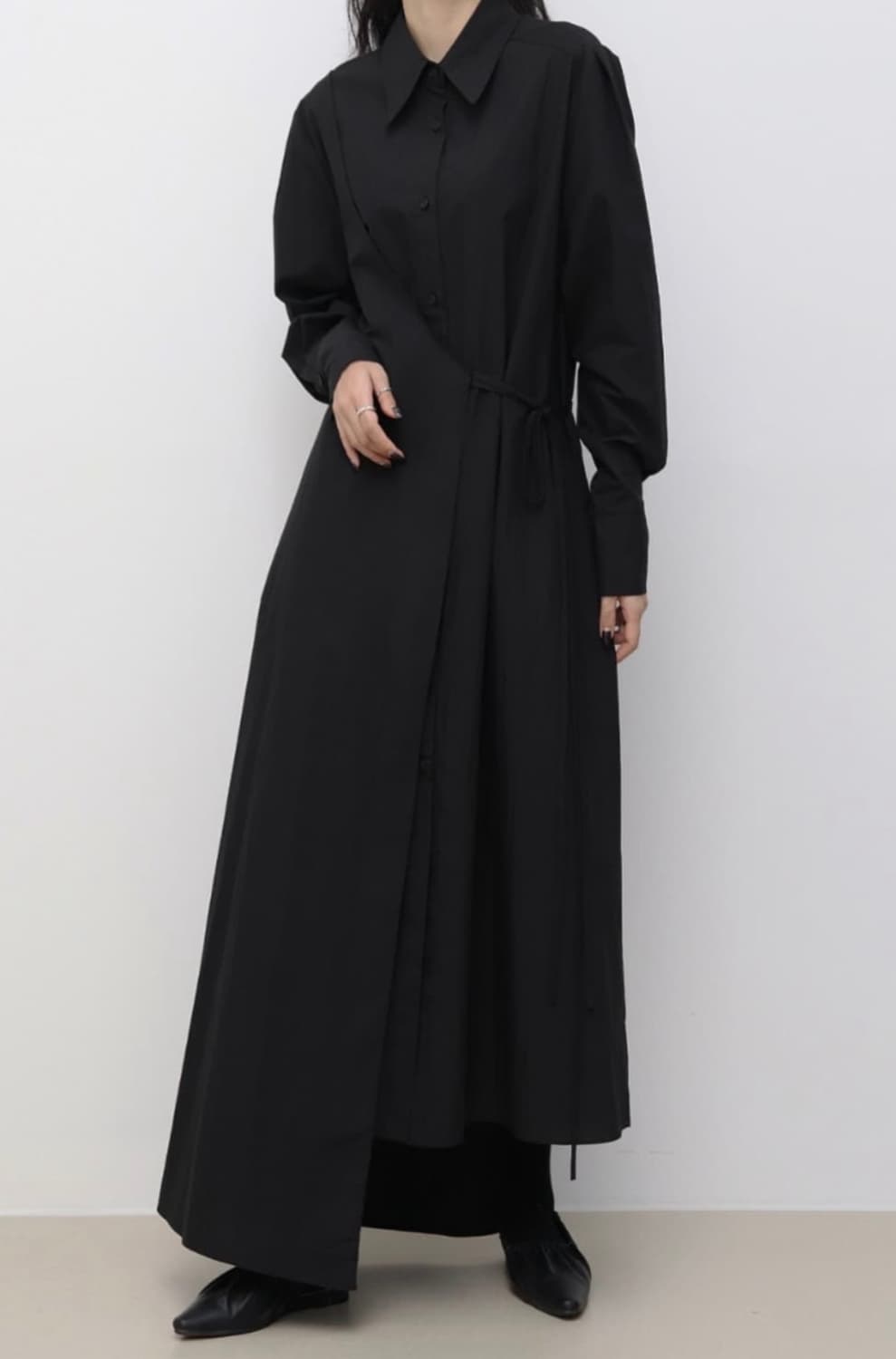 트리밍버드 Wrap Shirt One-piece [ Black ] 상품이미지1