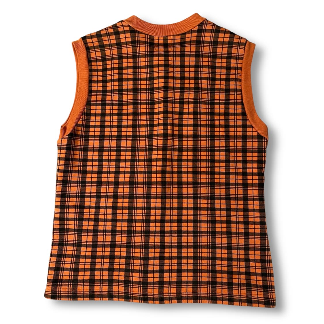 MWS 빈티지 오렌지 블랙 체크 기모 베스트 M 상품이미지2