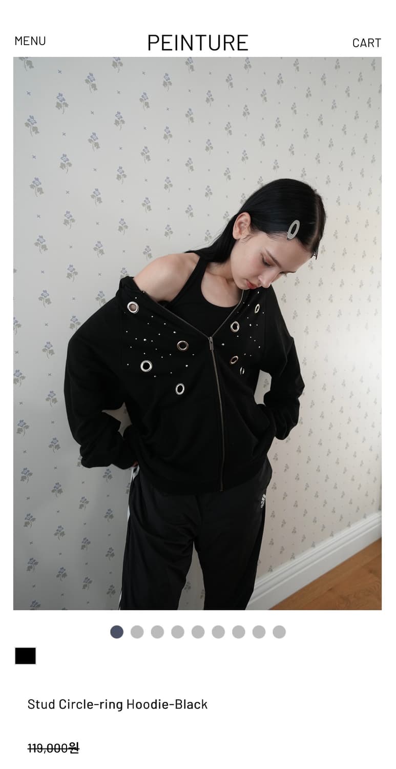 페인츄얼 스터드 링 후드집업 블랙 상품이미지3