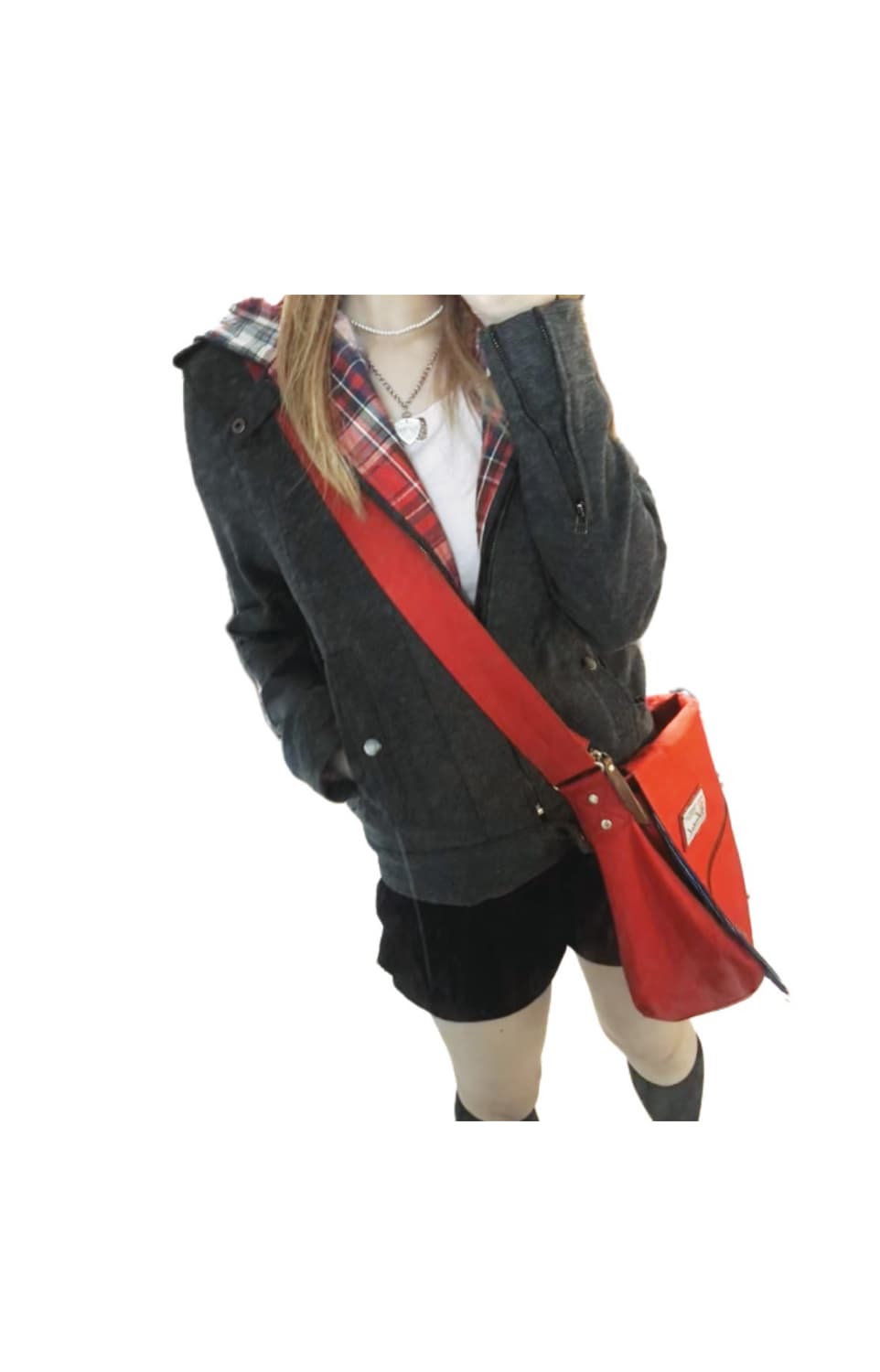 그레이 체크안감 후드집업 자켓 펑크 빈티지 상품이미지1