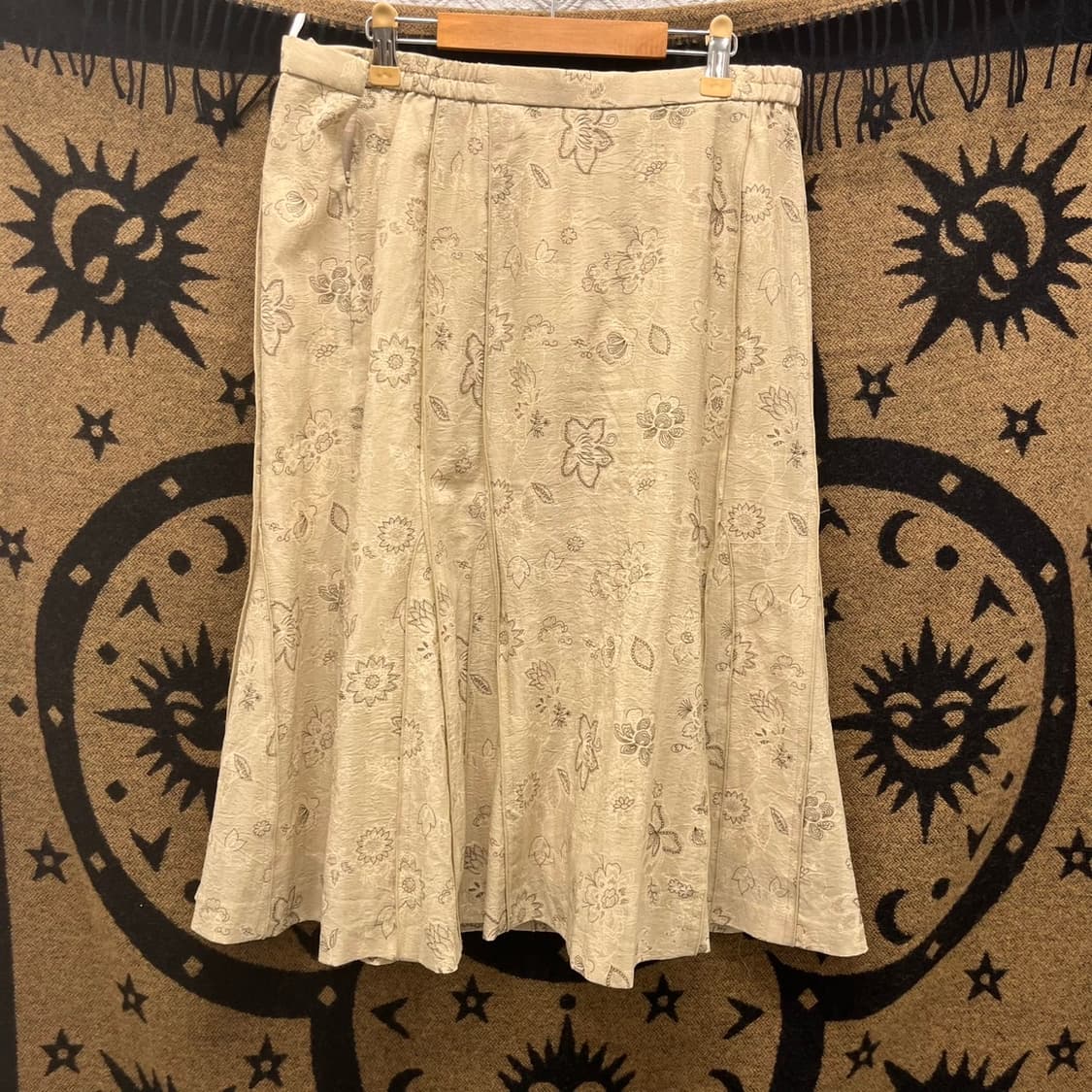 빈티지 페이즐리 잔꽃 에스닉 히피 머메이드 플레어 미디스커트 K0042 상품이미지4
