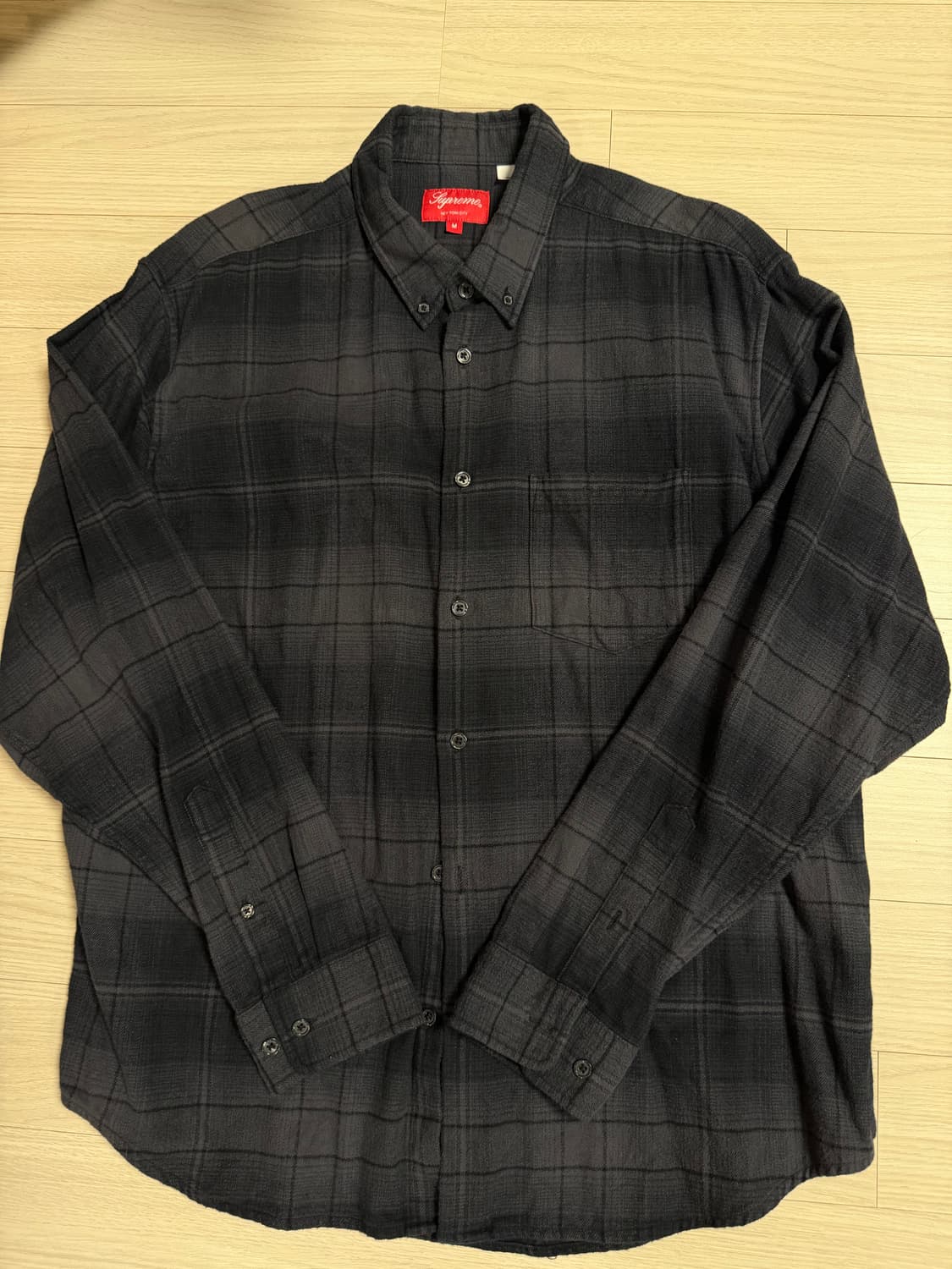 [M] 슈프림 블랙 체크 셔츠 상품이미지2