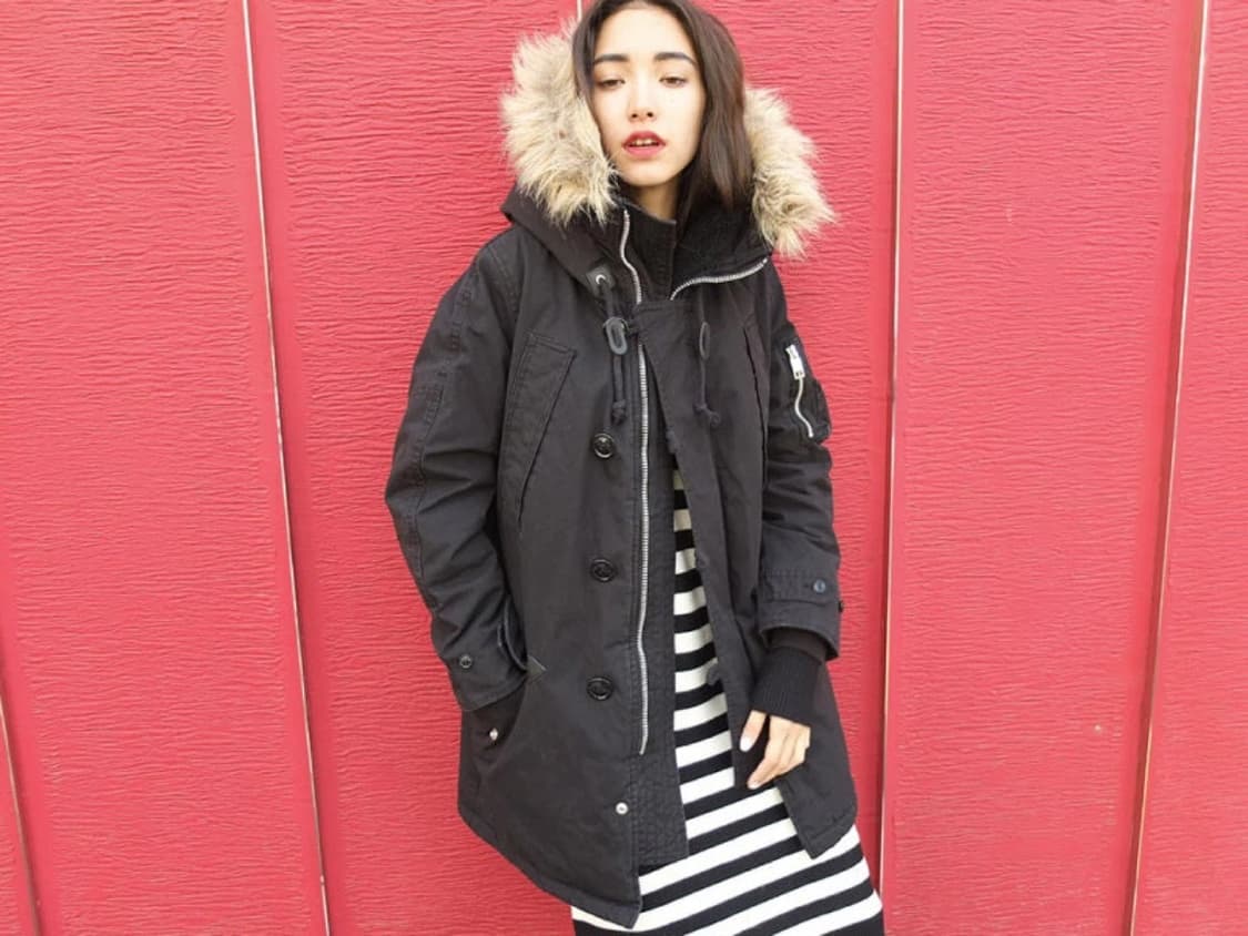 S] 착용샷O MOUSSY 마우지 모즈 퍼 안감 후드퍼 코트 자켓 상품이미지8