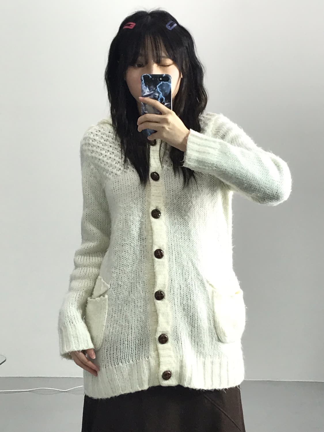 Jpn Ivory Acrylic Cardigans Hoodie 상품이미지2